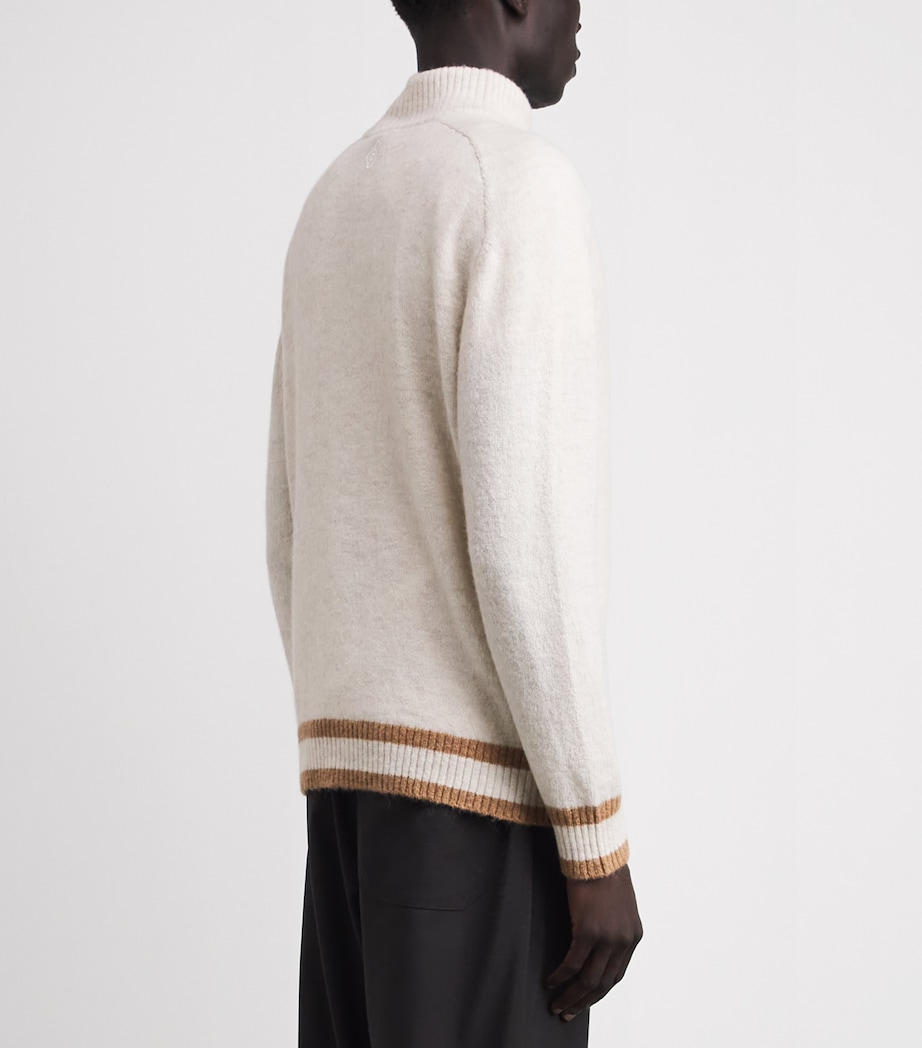 CHÉ Mens Wool-Blend Quarter-Zip Cillian Sweater Ecru Image 5
