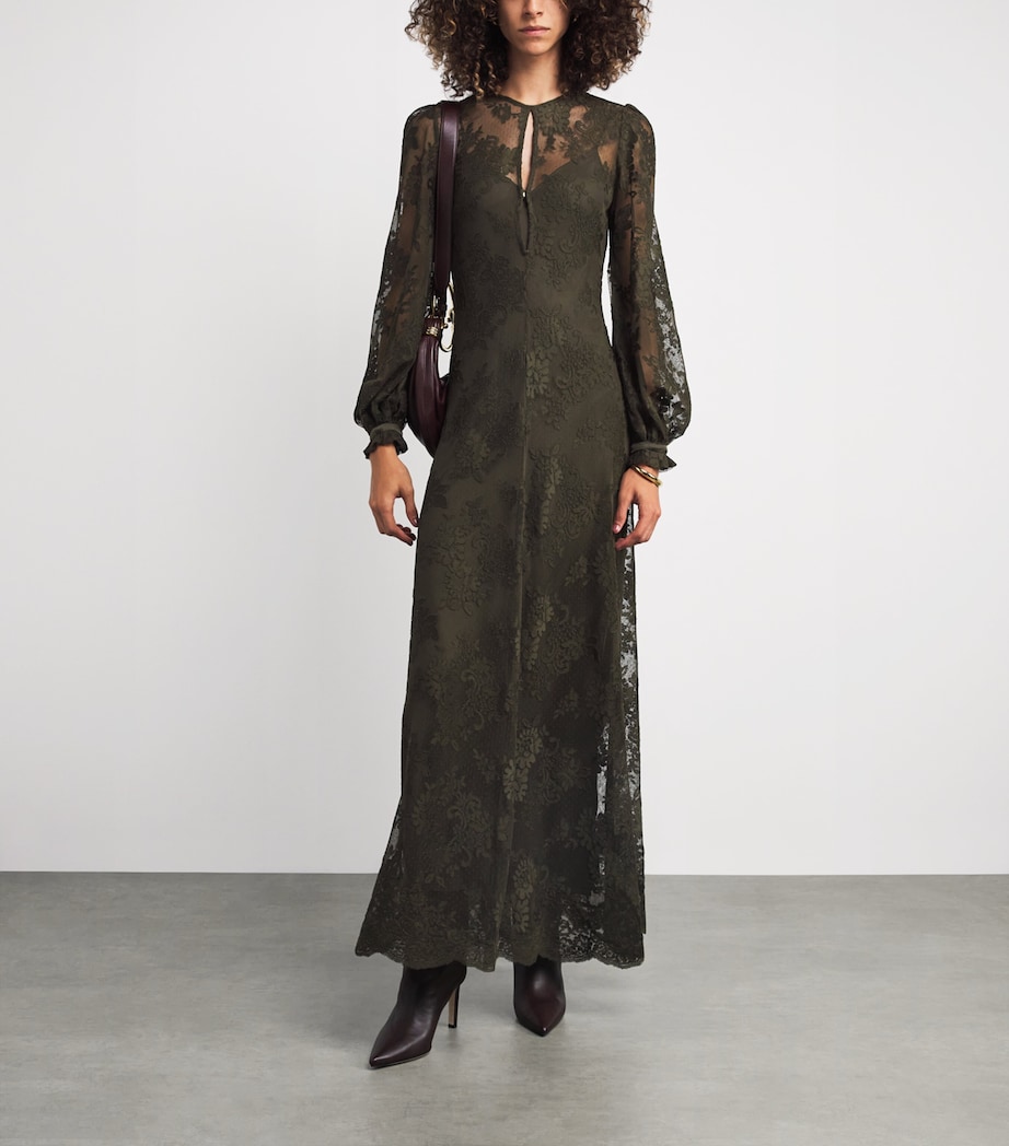 Lace-Silk Memento Maxi Dress OLIVE Image 2