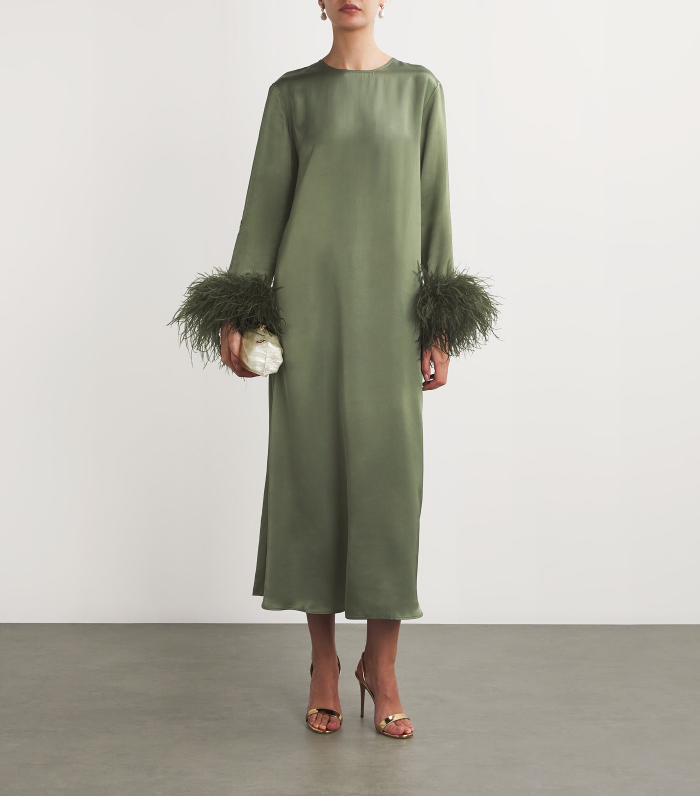 Sleeper Green Feather-Trim Suzi Maxi Dress | Harrods MY