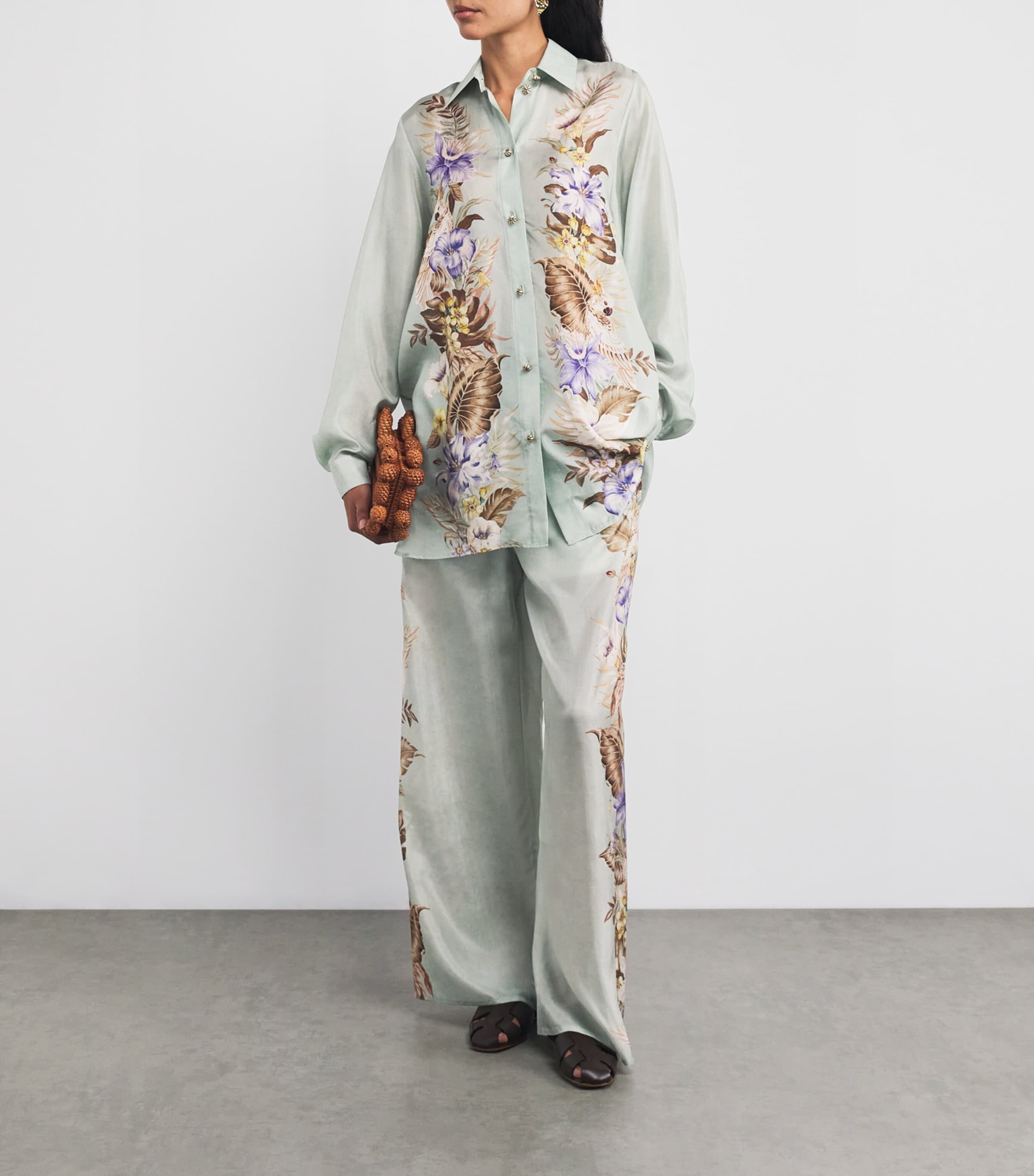 パンツ ZIMMERMANN Mint Green Silk Coco Pyjama Pant Zimmermann Silk Coco Relaxed Trousers | Harrods CA