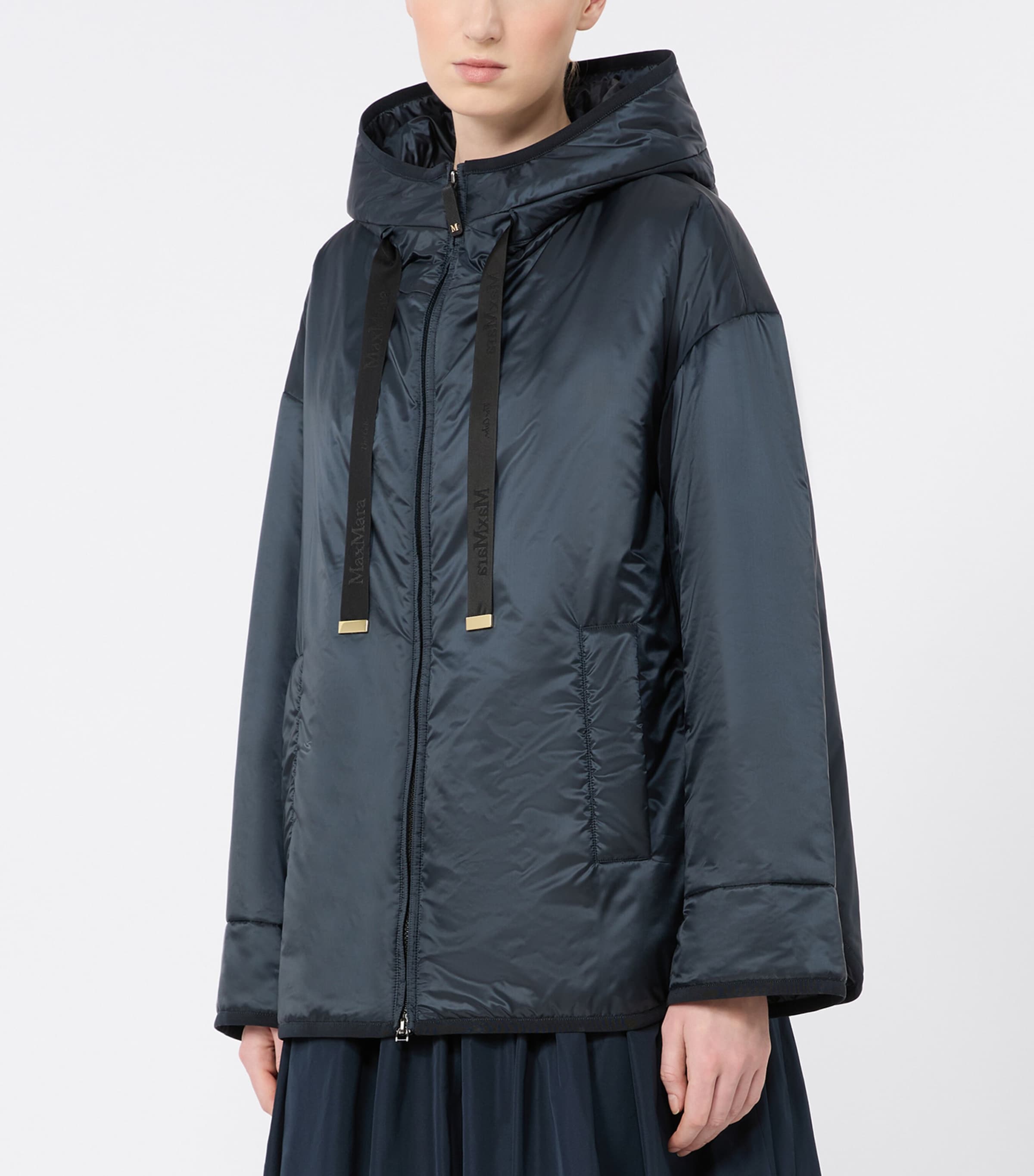 Max Mara Womens Hooded Padded Jacket Midnightblue Image 3