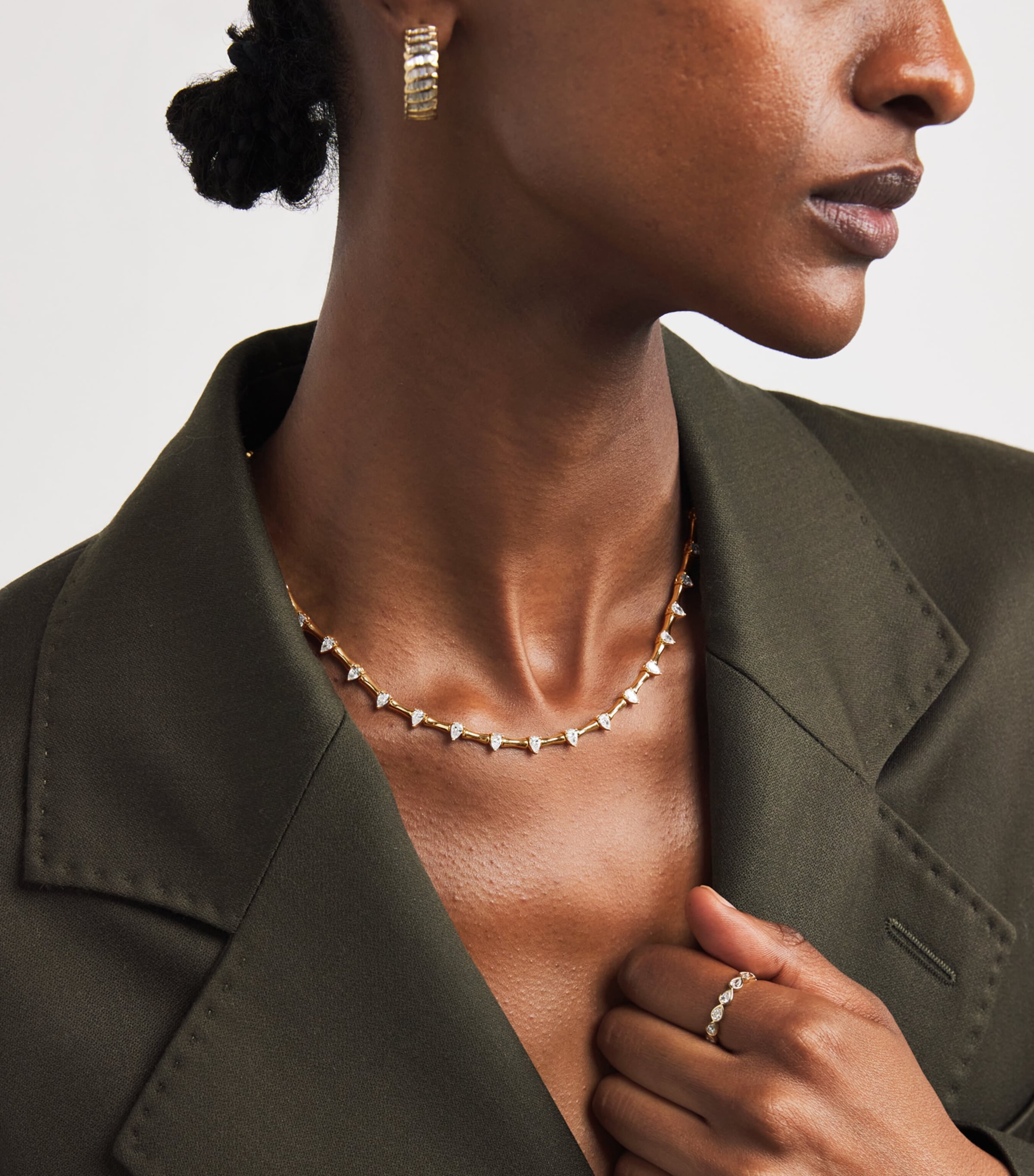 Anita Ko Yellow Gold and Diamond Bamboo Necklace Yellow Gold Image 4