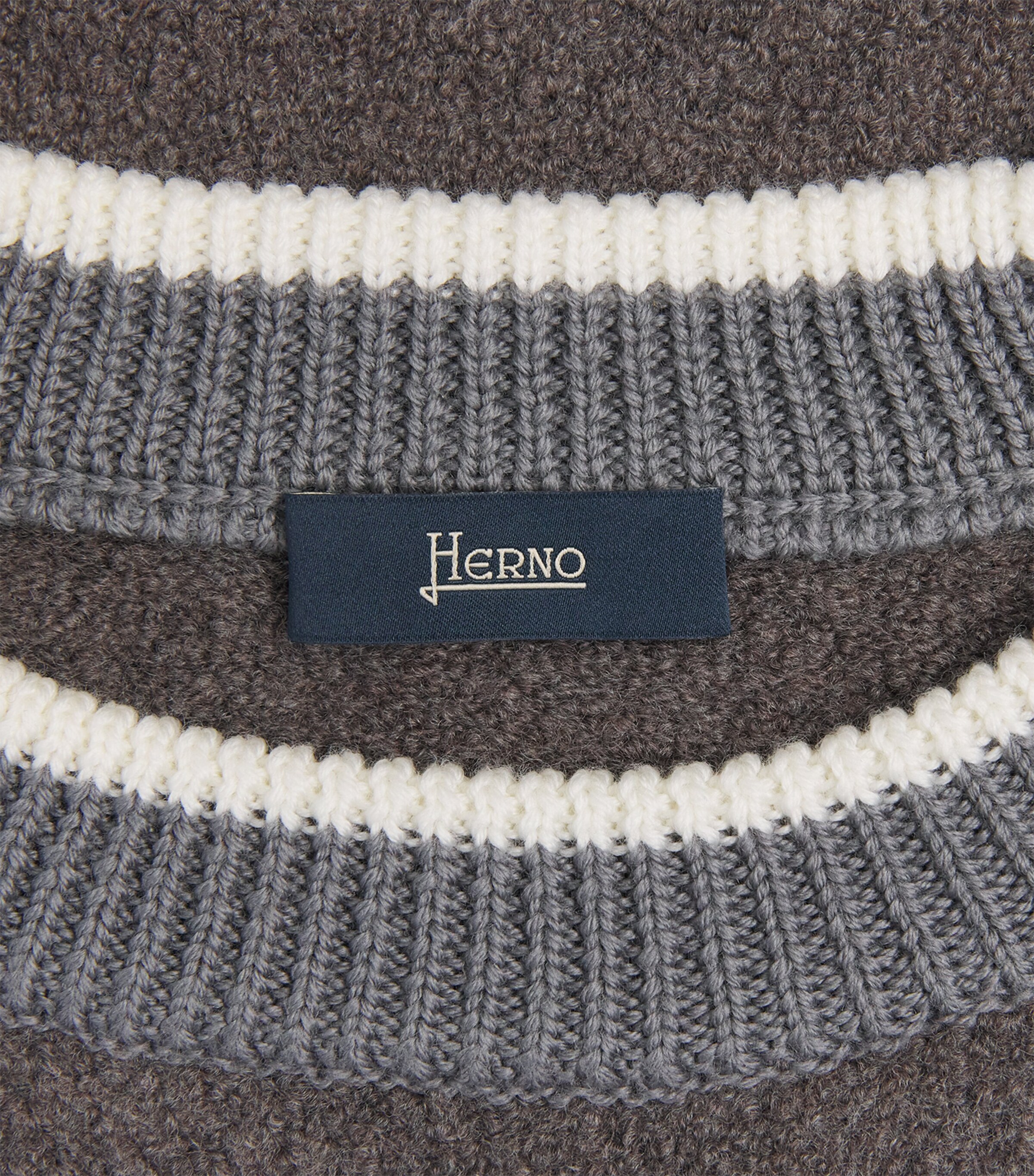 Herno Mens Wool-Blend Crew-Neck Sweater Tortora Image 6