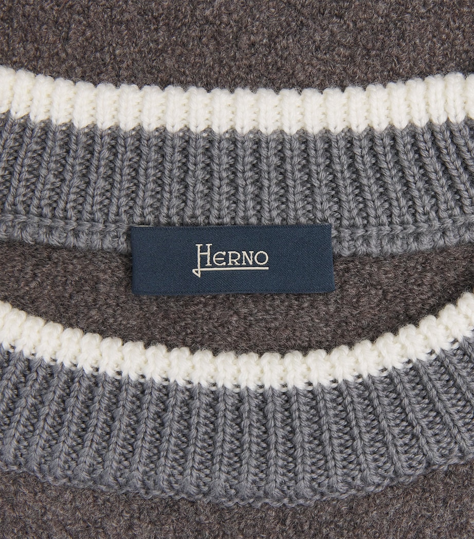 Herno Mens Wool-Blend Crew-Neck Sweater Tortora Image 6