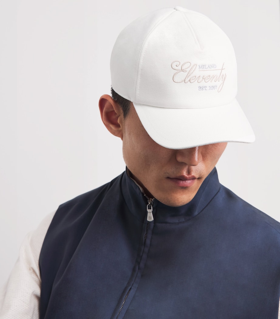 Eleventy Cotton Logo Baseball Cap Bianco Image 2