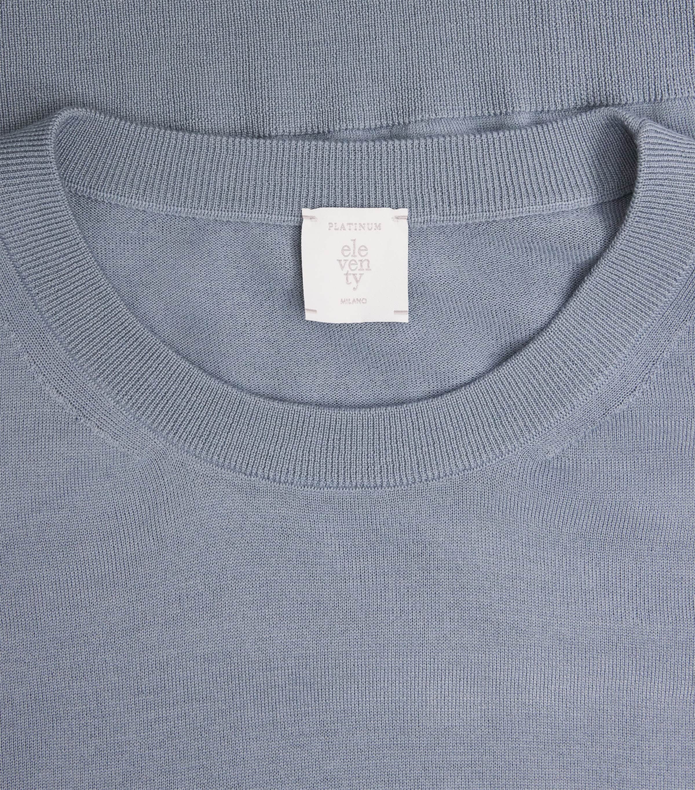 Eleventy Mens Wool Crew-Neck Sweater Azzurro Image 6