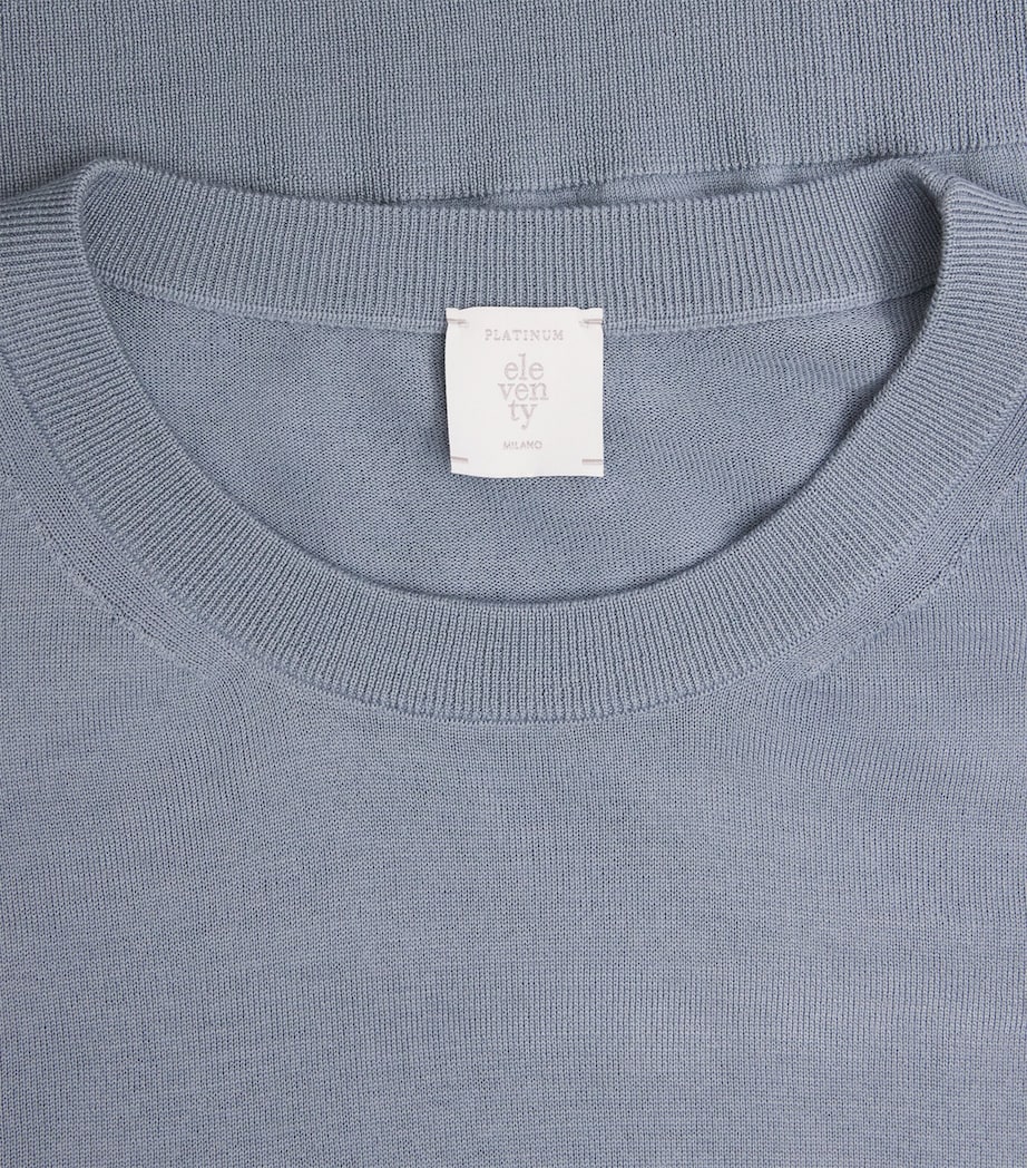 Eleventy Mens Wool Crew-Neck Sweater Azzurro Image 6