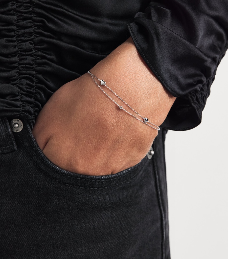 Astrid & Miyu White Gold and Topaz Heart Bracelet White Gold Image 2