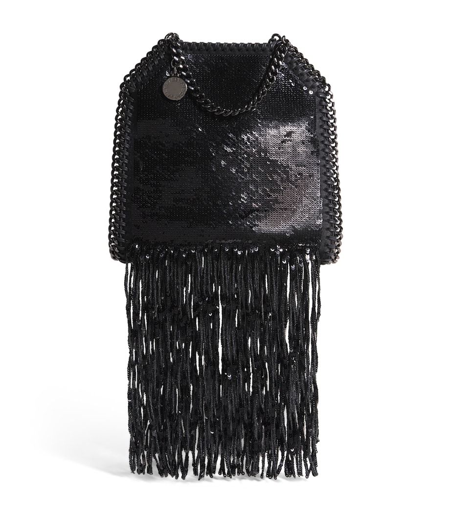 Tiny Sequin Fringe Falabella Tote Bag 1000 BLACK Image 1