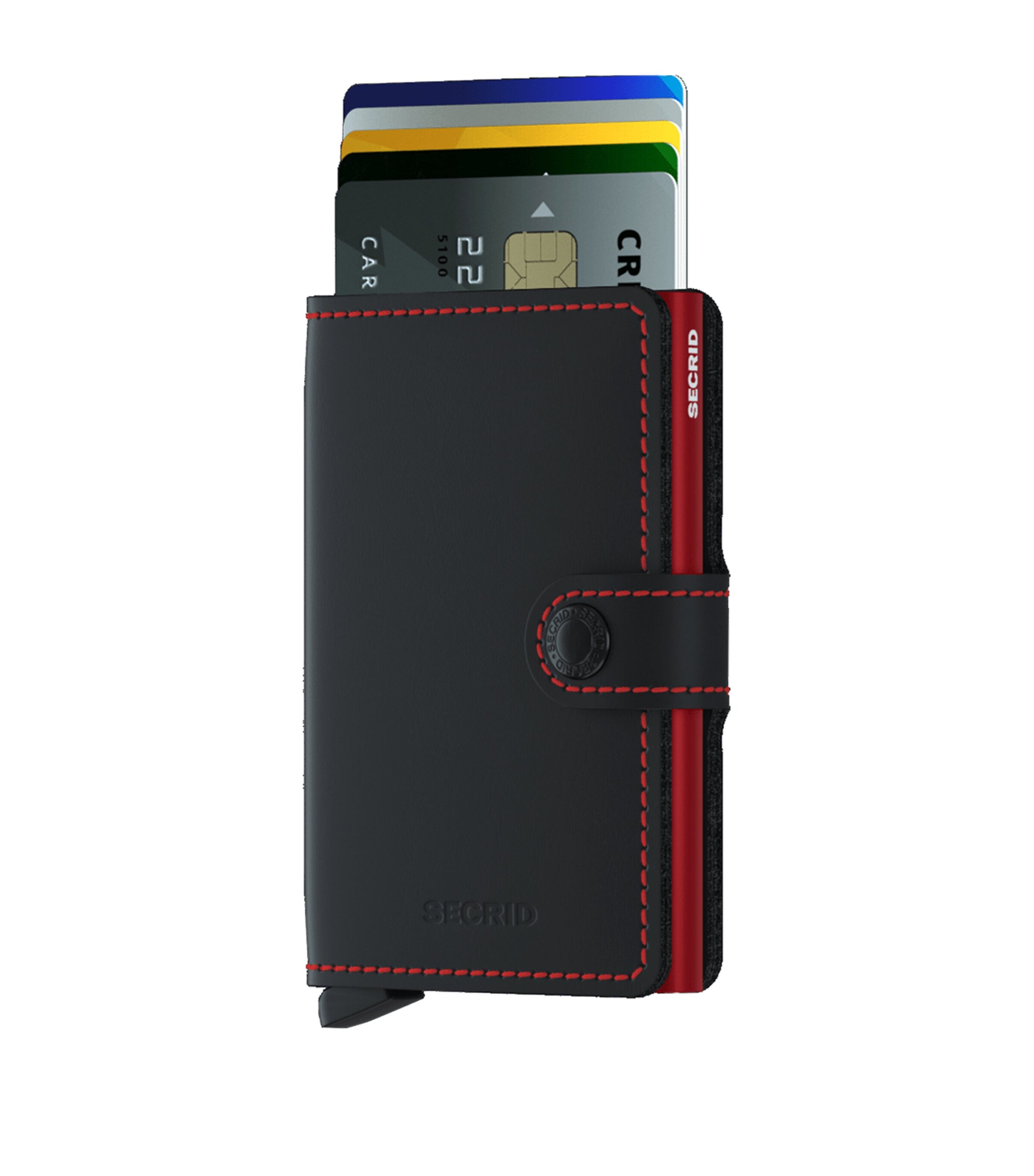 Matte Leather Miniwallet BLK/RED Image 3