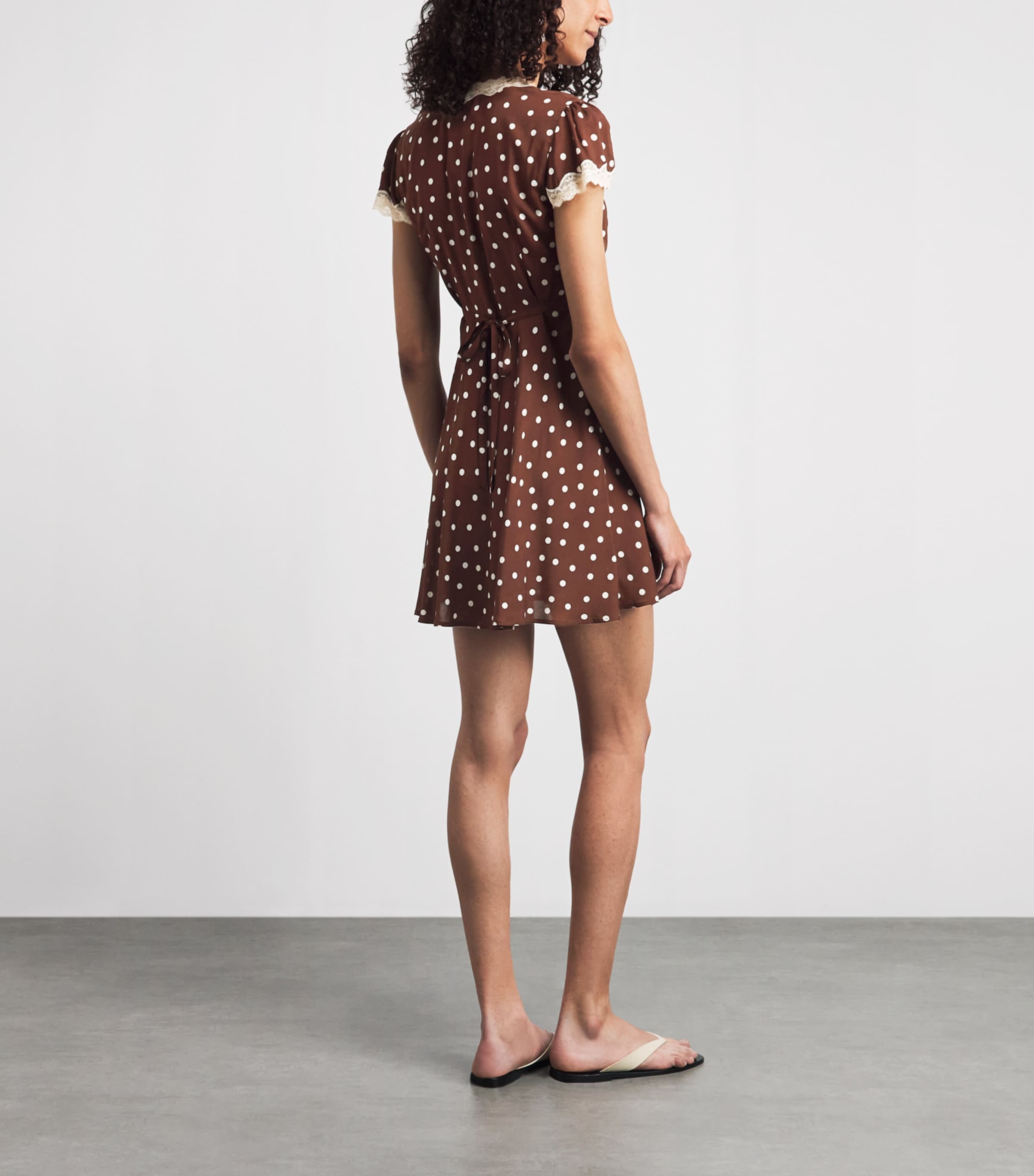 Rixo Womens Polka-Dot Cely Mini Dress Layla Dot Brown Image 4