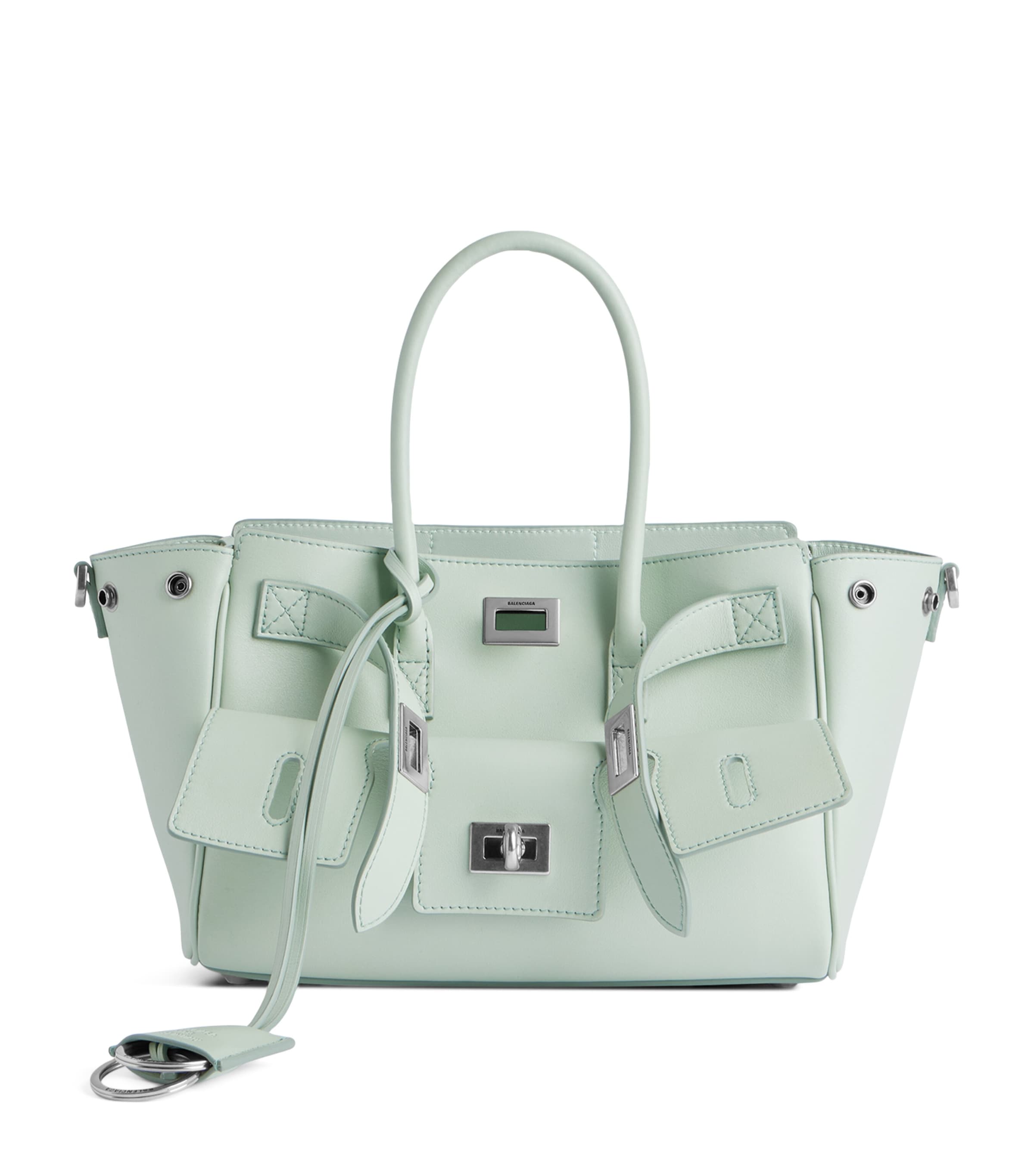 Balenciaga Mini Leather Bel Air Carry All Tote Bag In Green