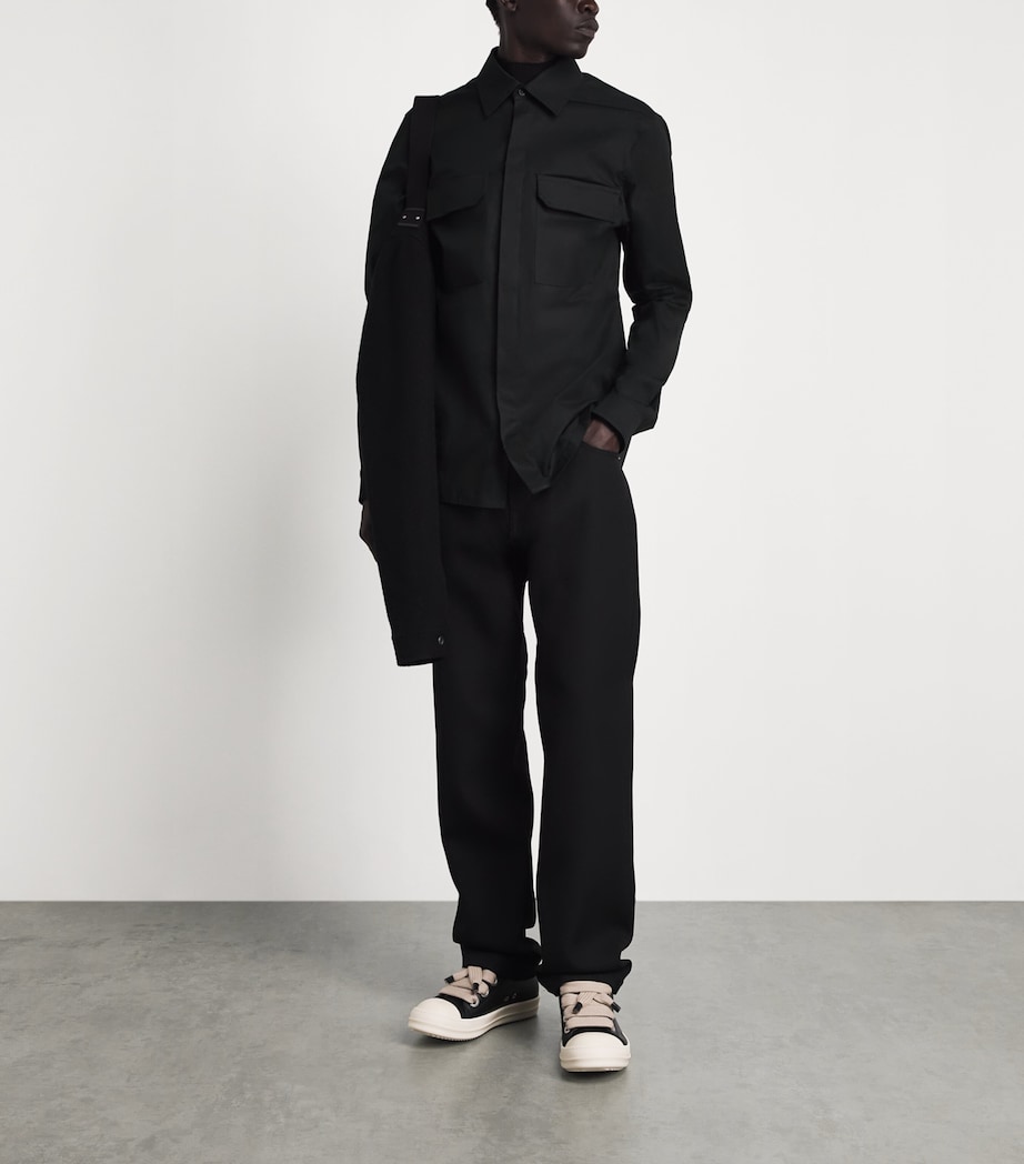 Rick Owens Mens Cotton Poplin Work Shirt Black Image 2