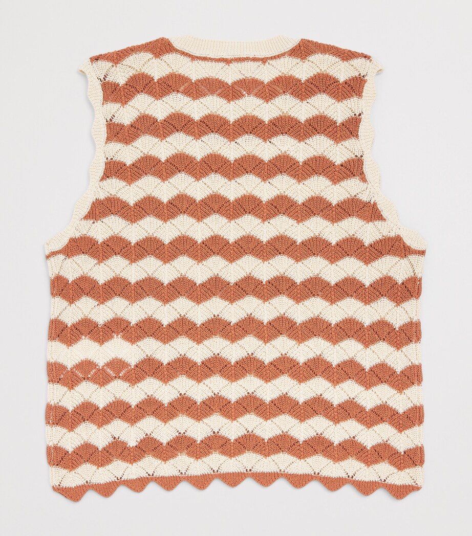 Zimmermann Kids Cotton-Blend Indra Sweater Vest (2-12 Years) Tan/ecru Image 2