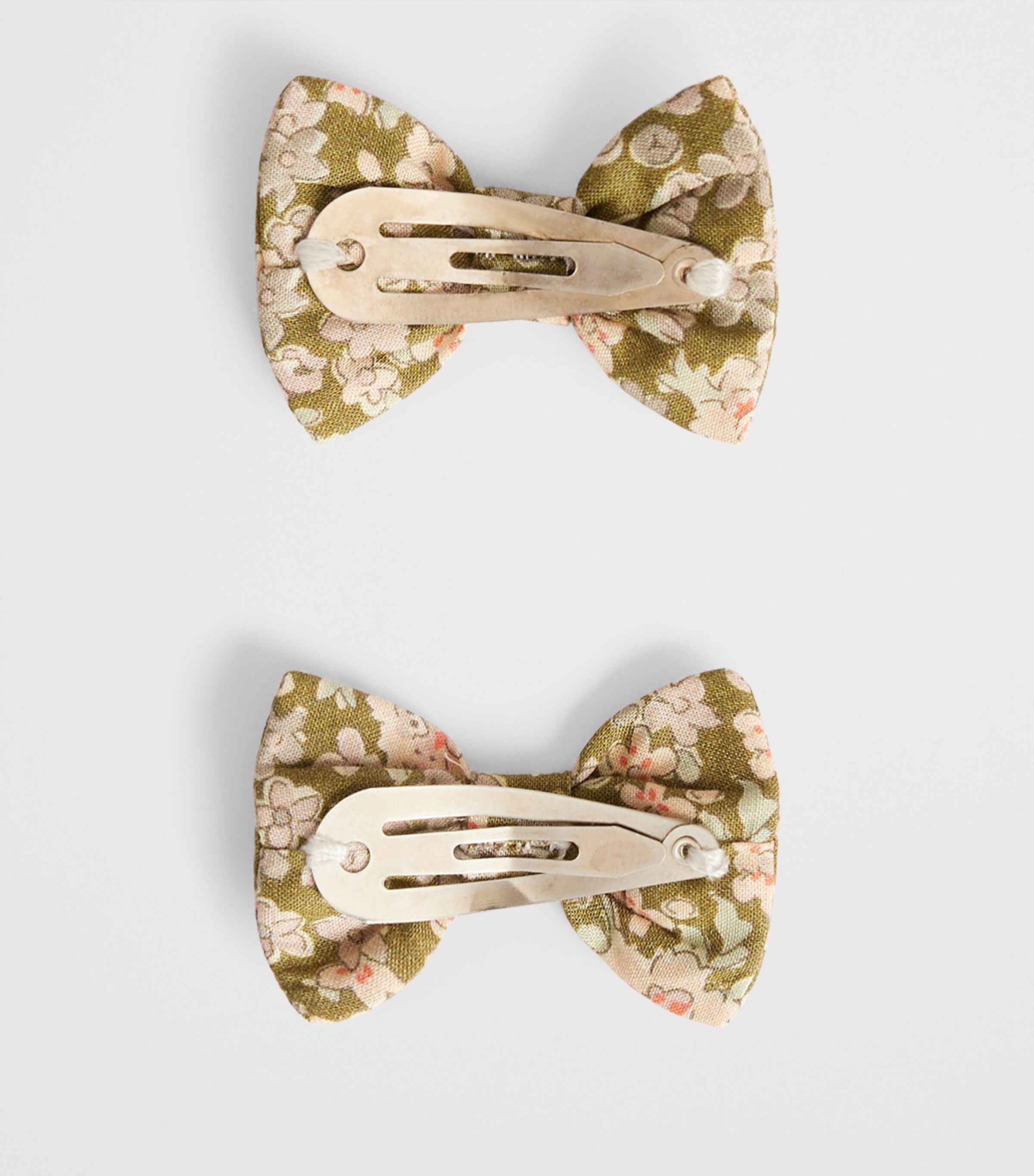 Bonpoint Organic Cotton Miniclic Hair Clips (Set of 2) Fleurs Tilleul Image 2