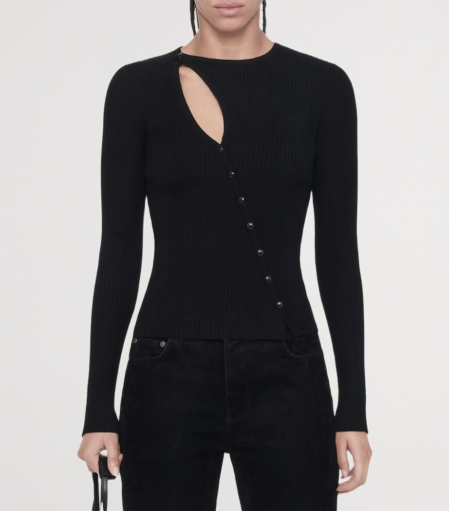 AllSaints Womens Cut-Out Cruz Cardigan Black Image 3