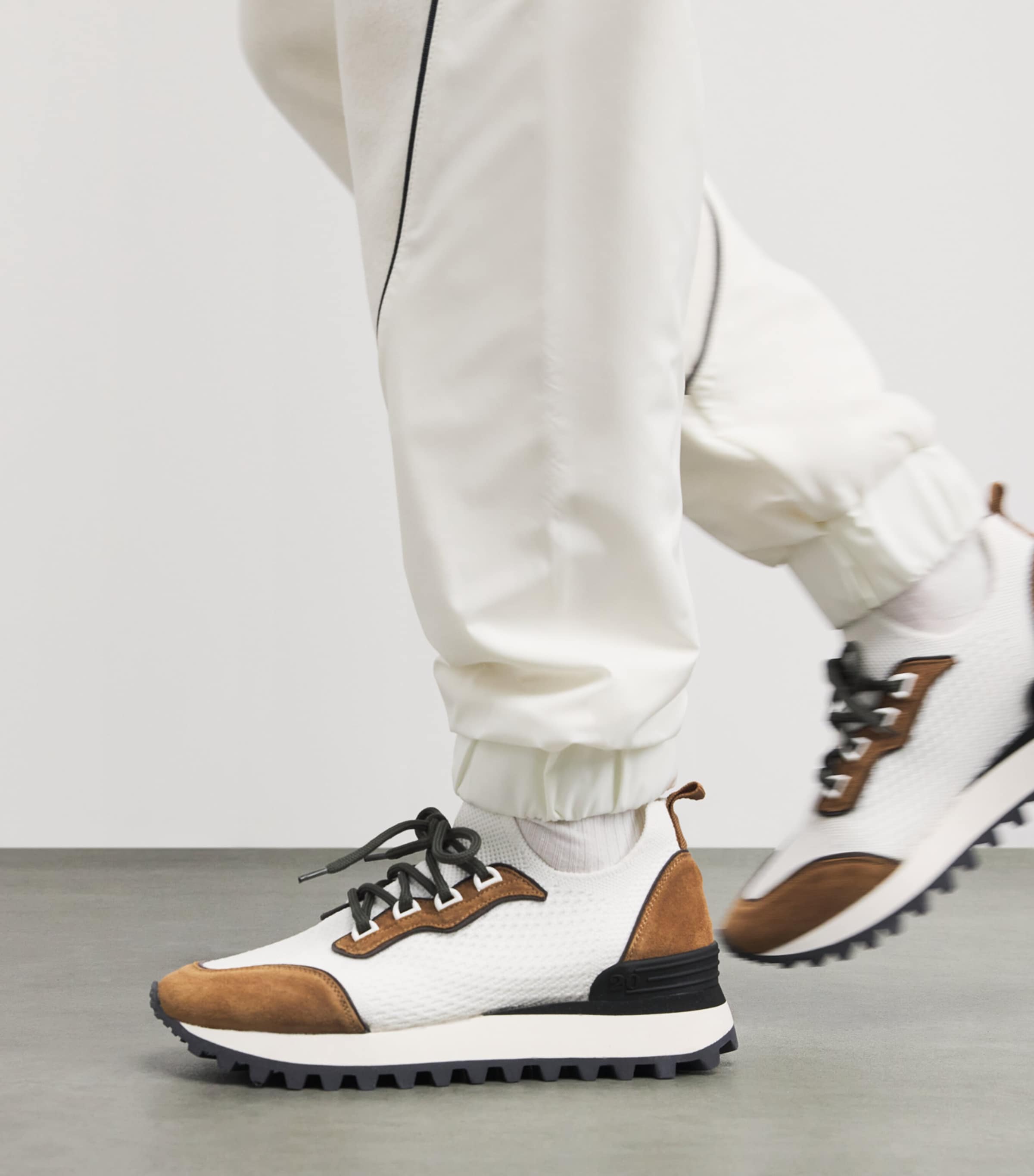 Leather Mesh Sneakers CARBONE Image 2