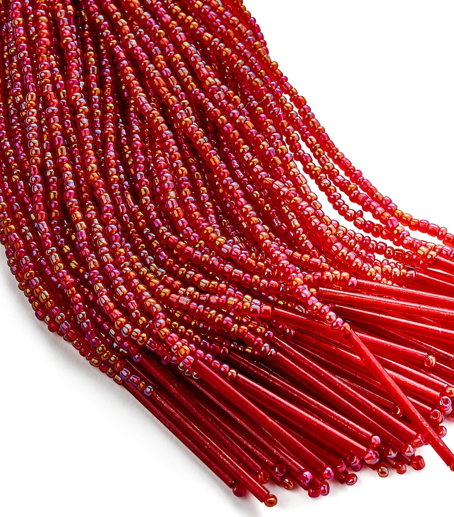 Harrods Beaded Tassel Tree Decoration Red Image 4