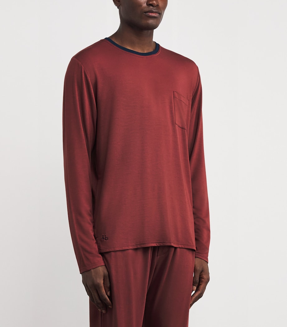 Contrast Trim Lounge T-Shirt CLAN-CLAY/NAVY/GRY Image 3