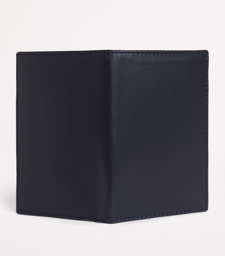 Leather Bifold Card Holder NAVY Image 3