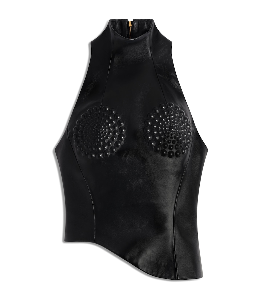 Schiaparelli Womens Lambskin Trompe L’Oeil Wave Top Black Image 1