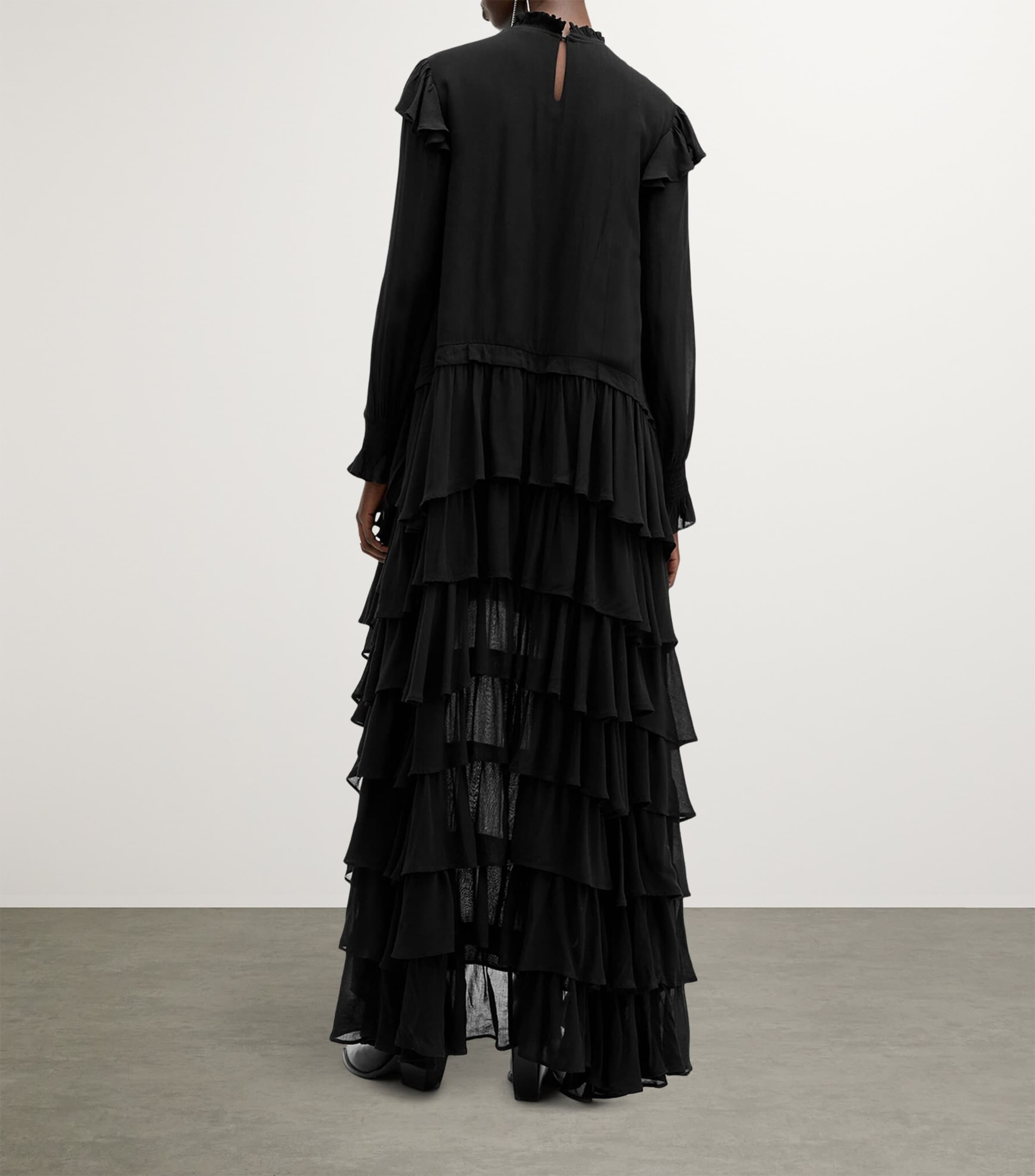 AllSaints Womens Cavarly High-Low Maxi Dress Black Image 3
