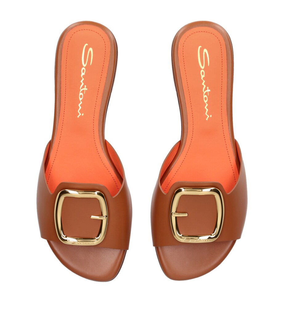 Santoni Leather Apricot Sandals Tan Image 4