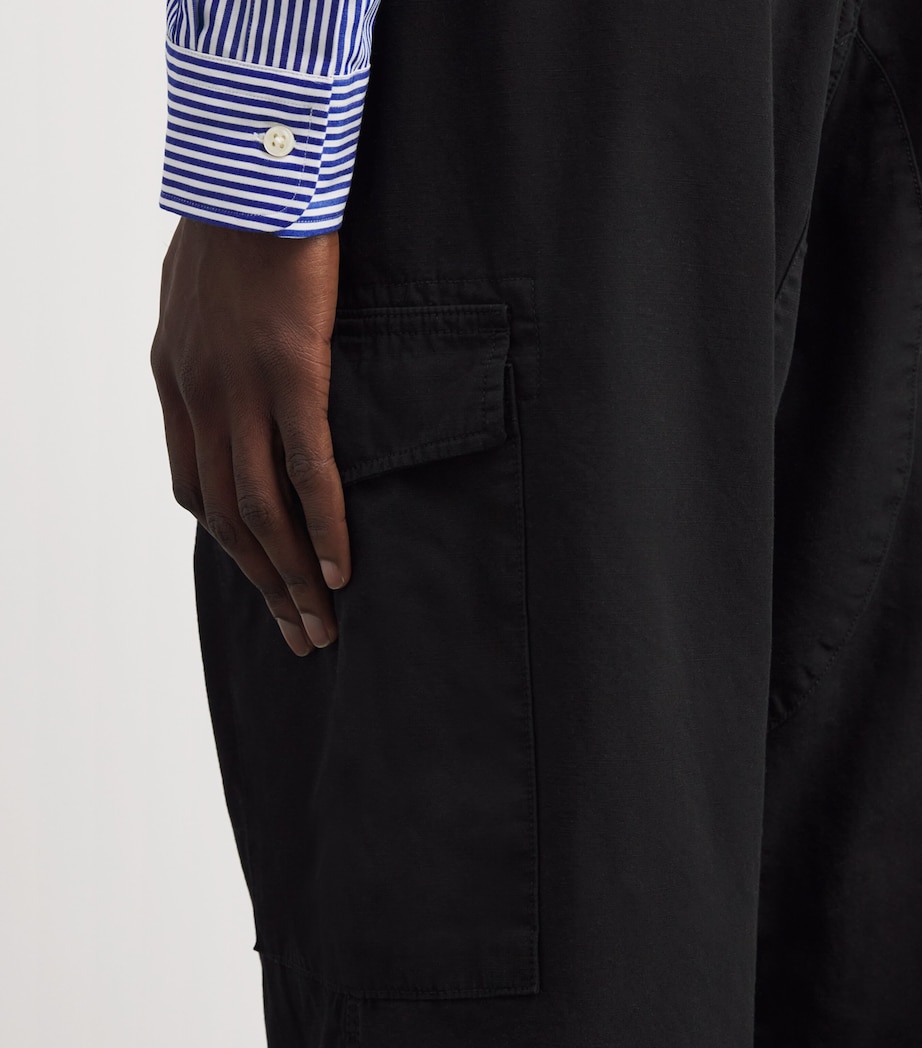 Cotton Canvas Cargo Trousers BLACK Image 6