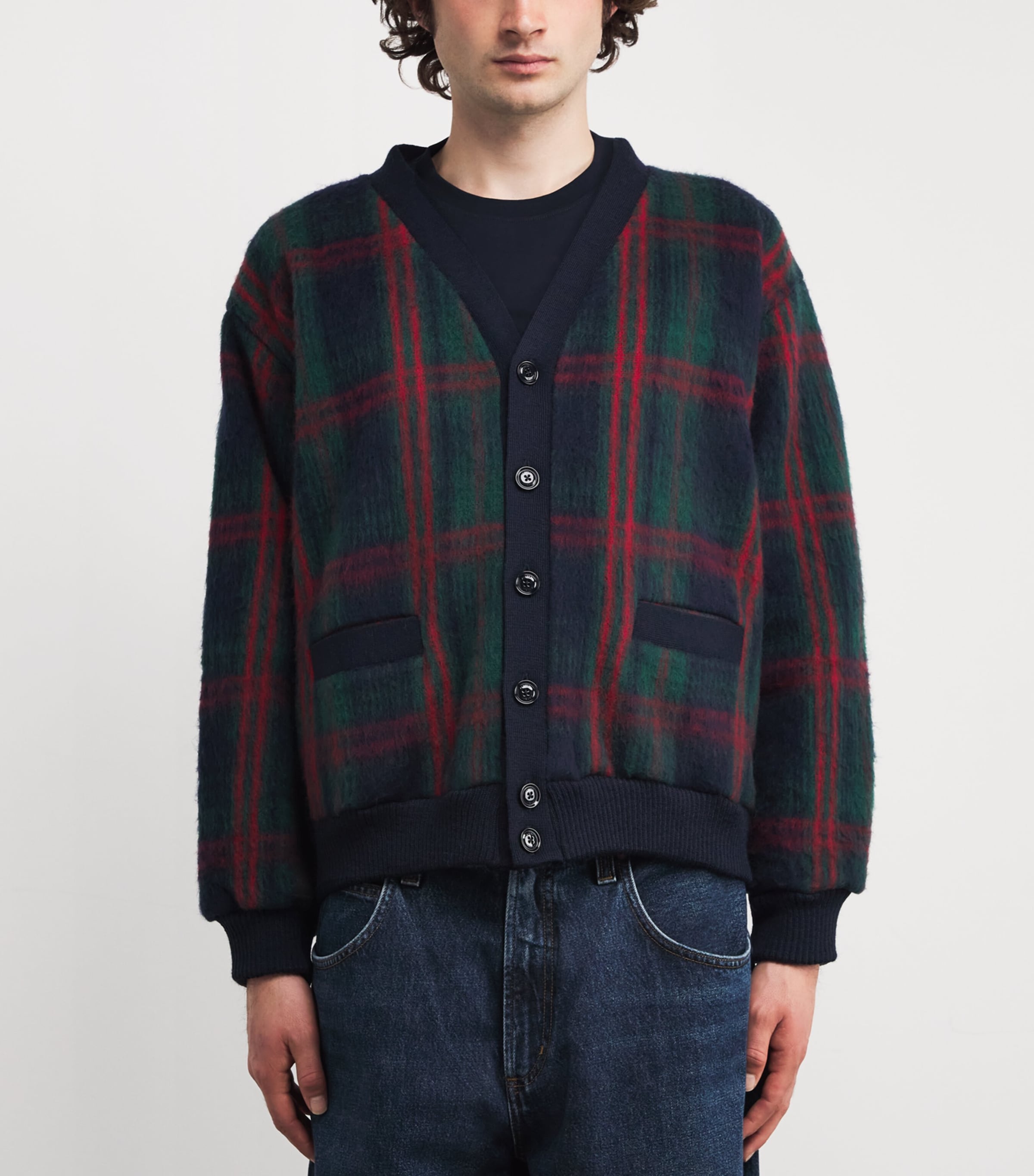 Wool Check Cardigan 40376 - CHECK VERDE Image 3