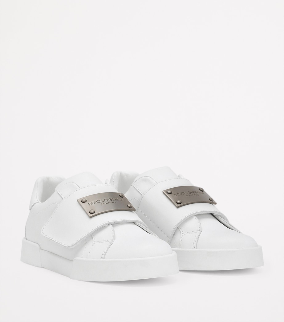 Leather Logo Sneakers 80001-WHITE Image 2
