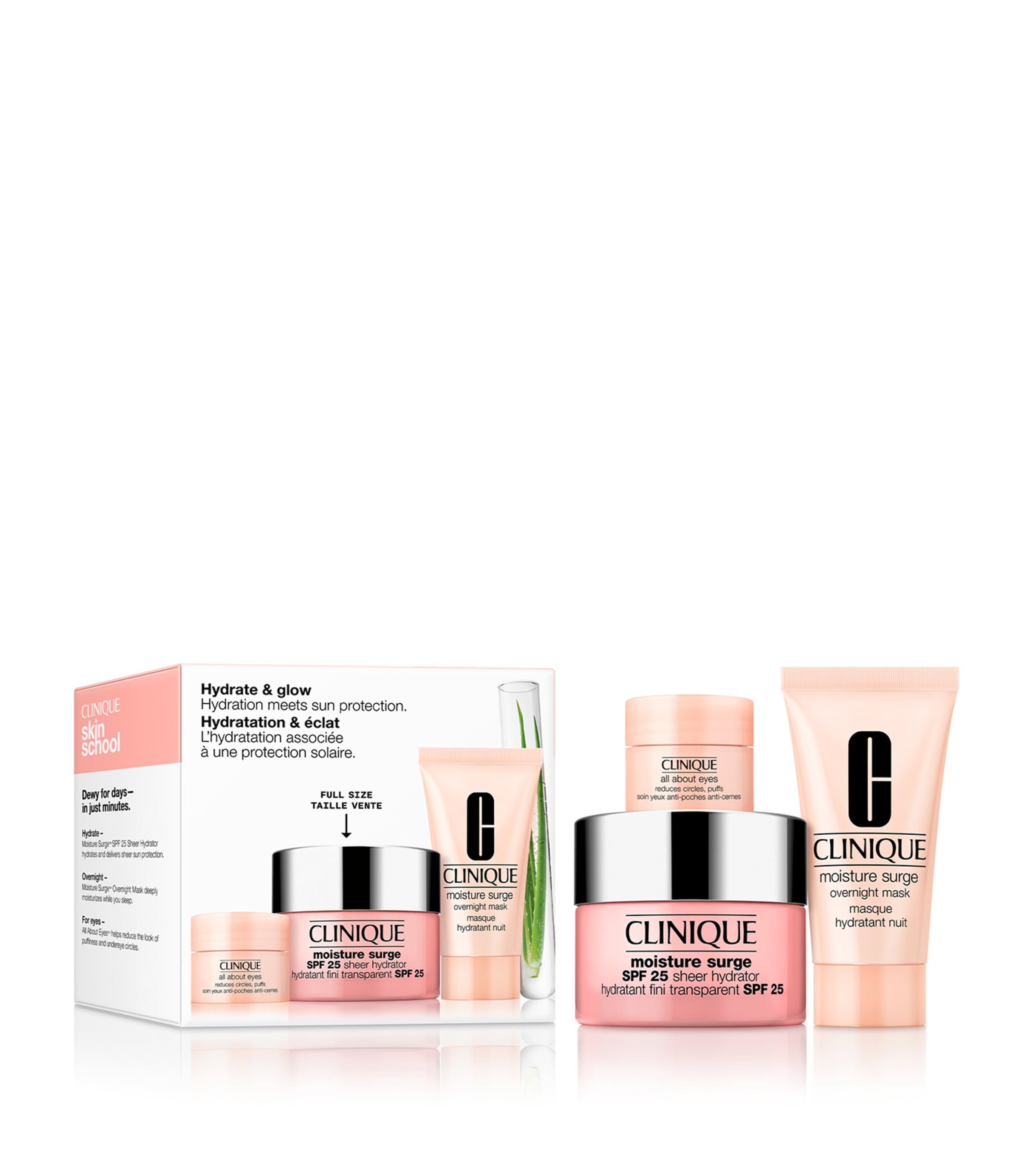 CLINIQUE SKIN SCHOOL SUPPLIES: HYDRATE + GLOW WITH SPF SKINCARE GIFT SET 