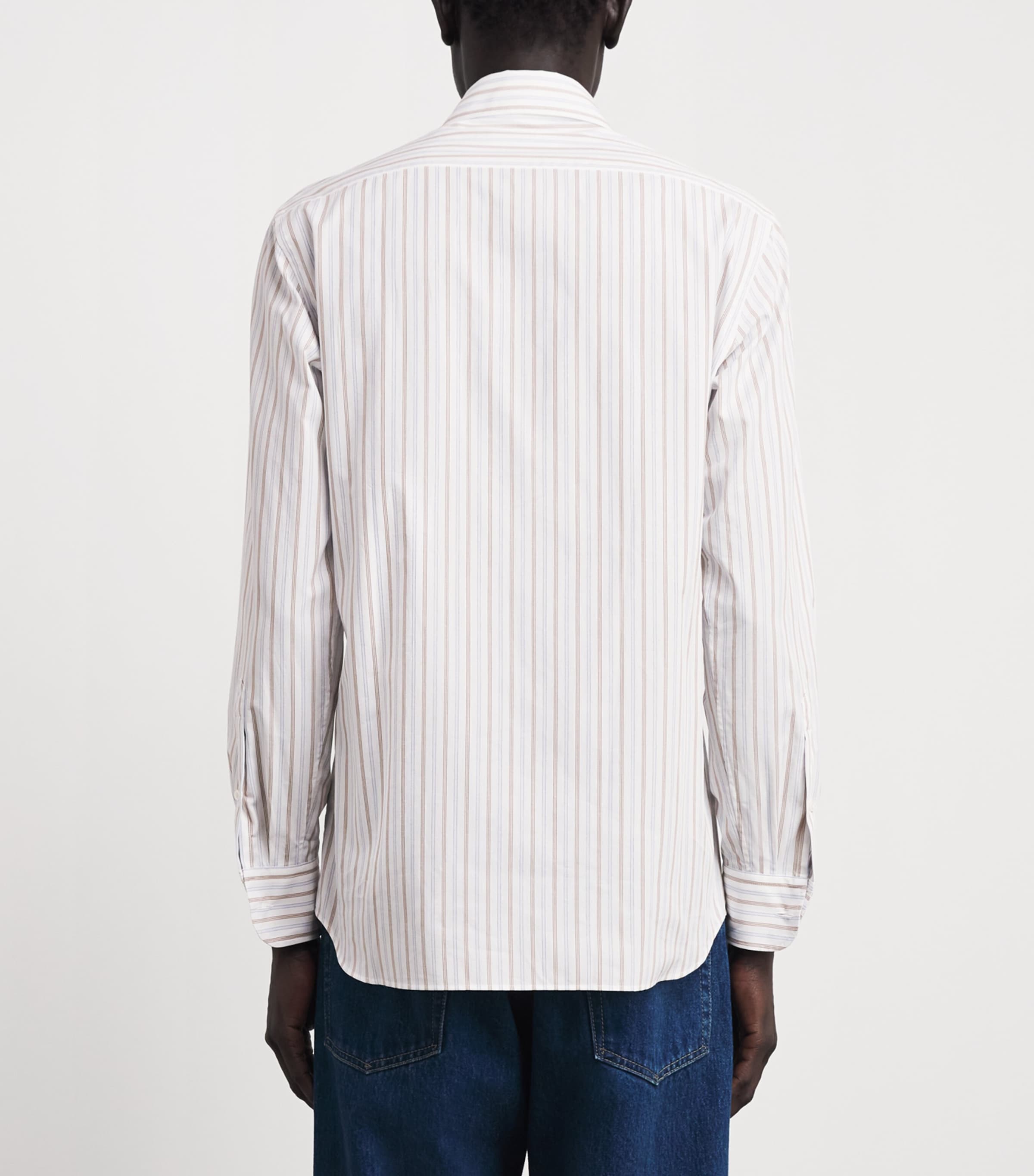 Lardini Mens Cotton Stripe Shirt Stripes Brown Image 5