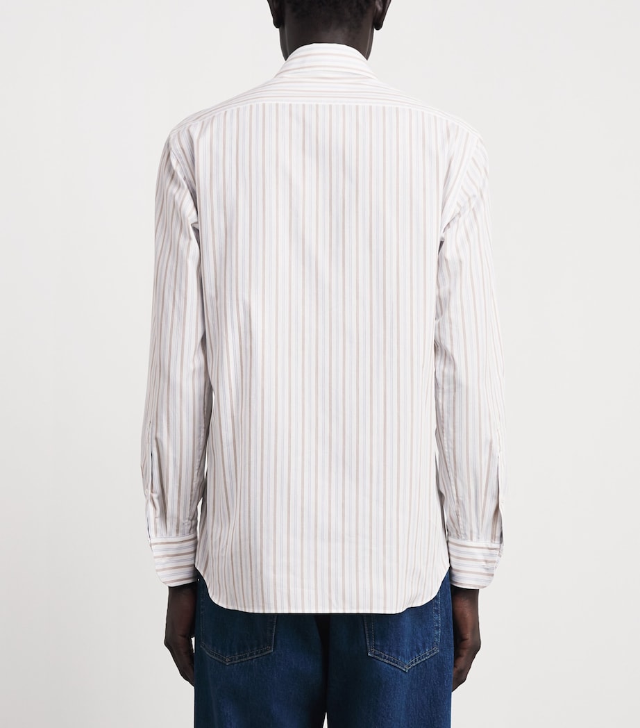 Lardini Mens Cotton Stripe Shirt Stripes Brown Image 5
