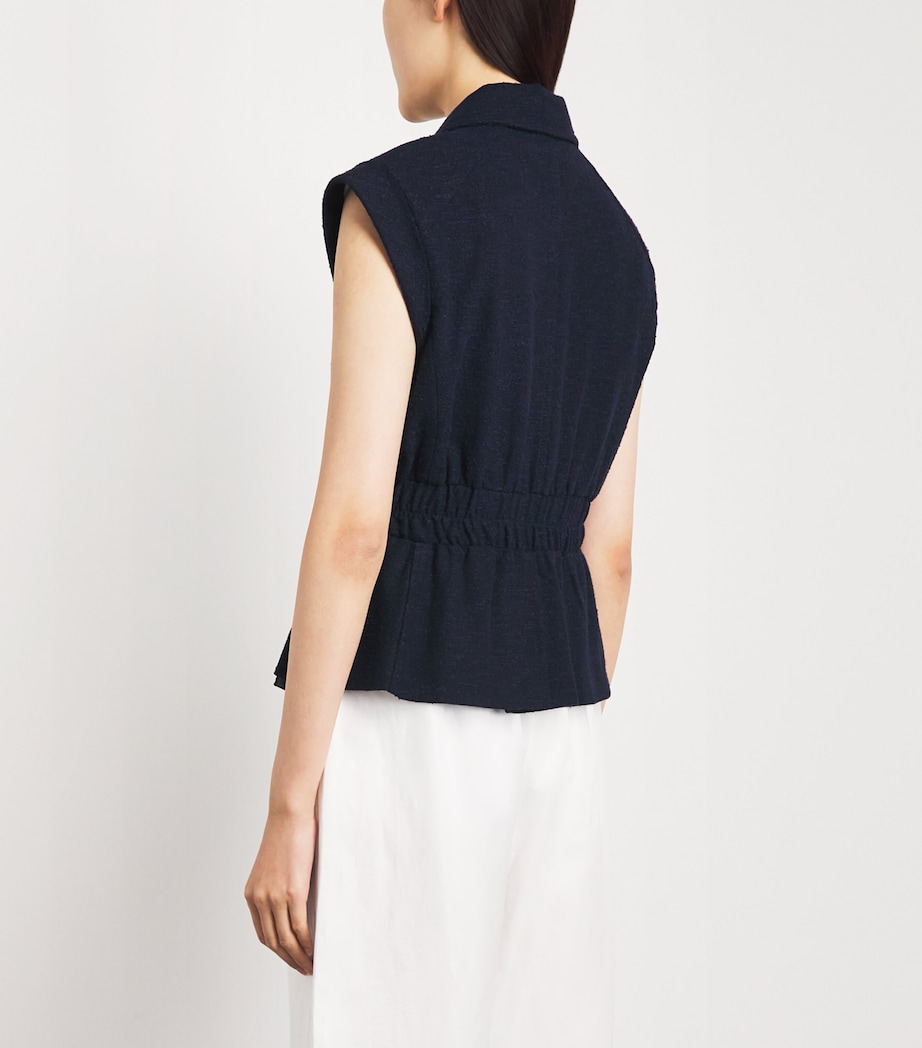 ME+EM Womens Bouclé Soft Sculpt Waistcoat Navy Image 5