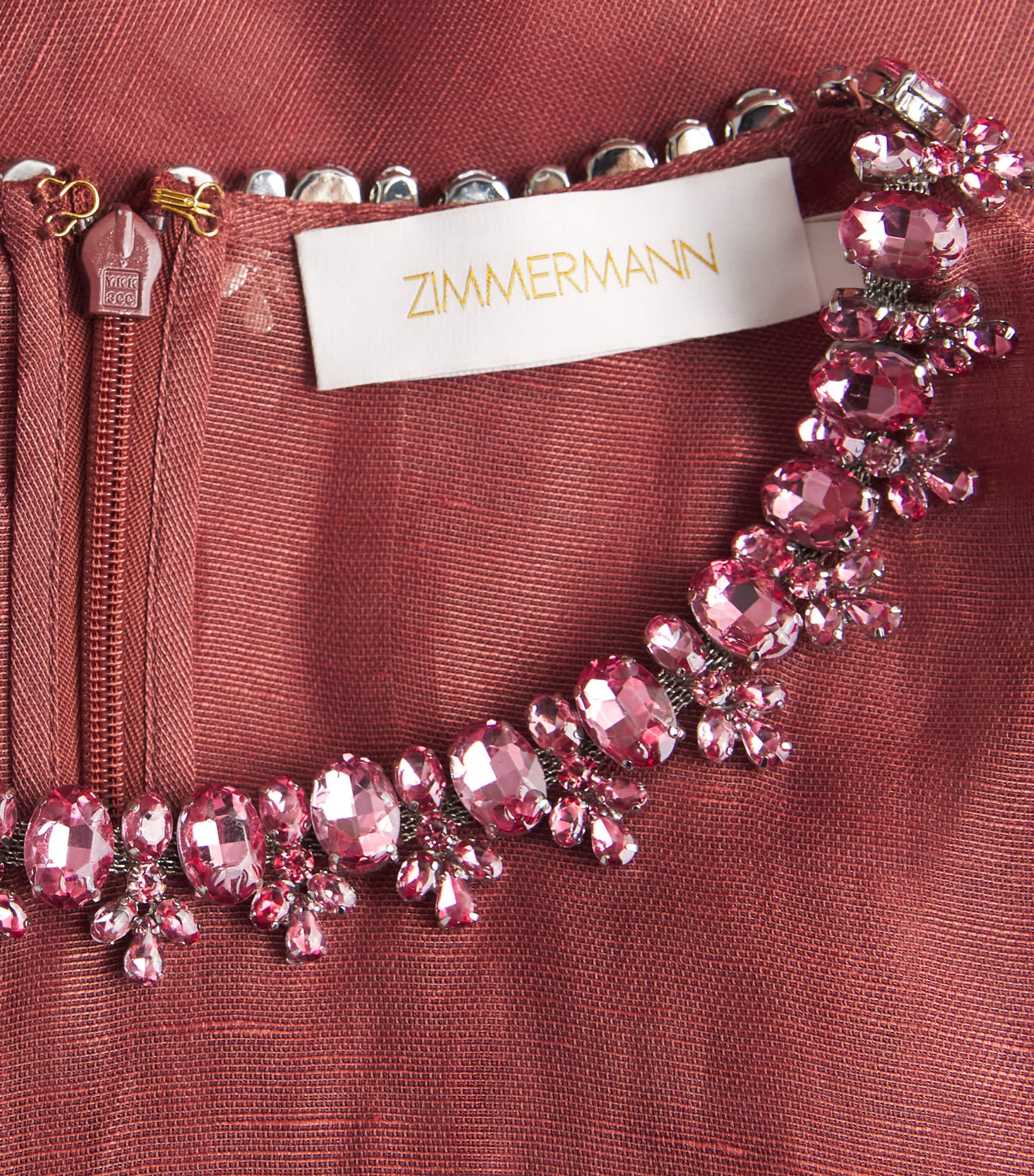 Zimmermann Womens Linen-Silk Alchemy Mini Dress Lipstick Image 6