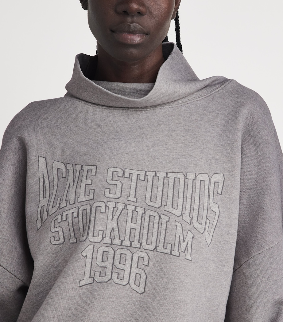 Acne Studios Womens Cotton Logo Sweatshirt Grey Melange Image 3