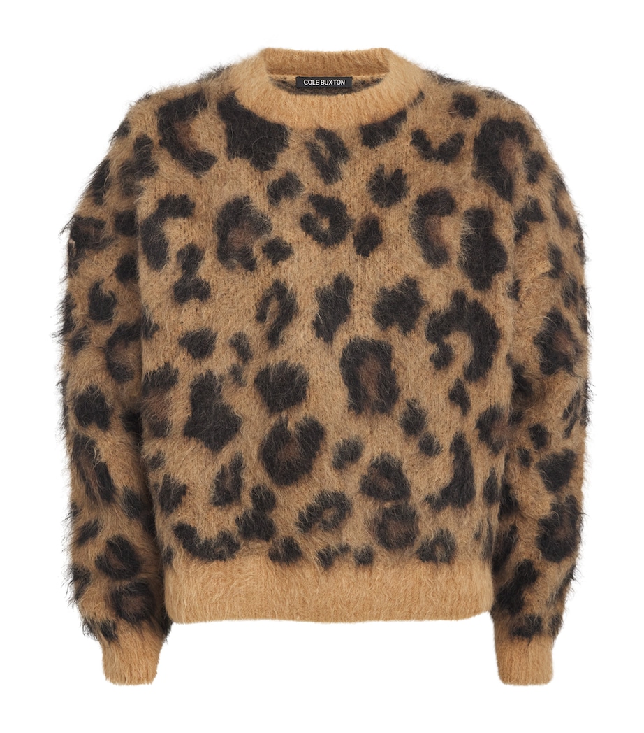 COLE BUXTON Mens Alpaca-Blend Leopard Sweater Leopard Image 1