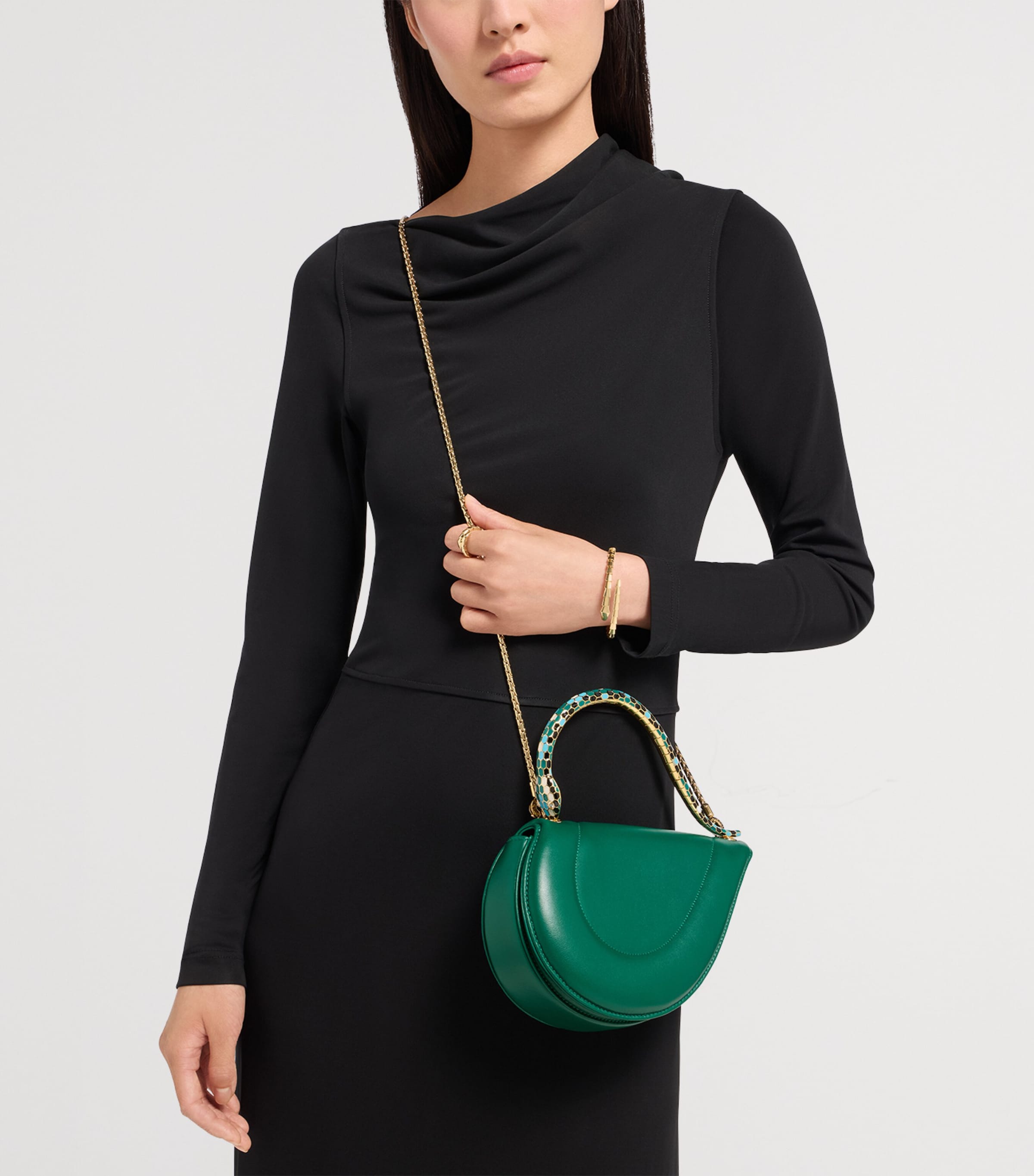 Bvlgari Leather Serpenti Cuore 1968 Top-Handle Bag Green Image 5