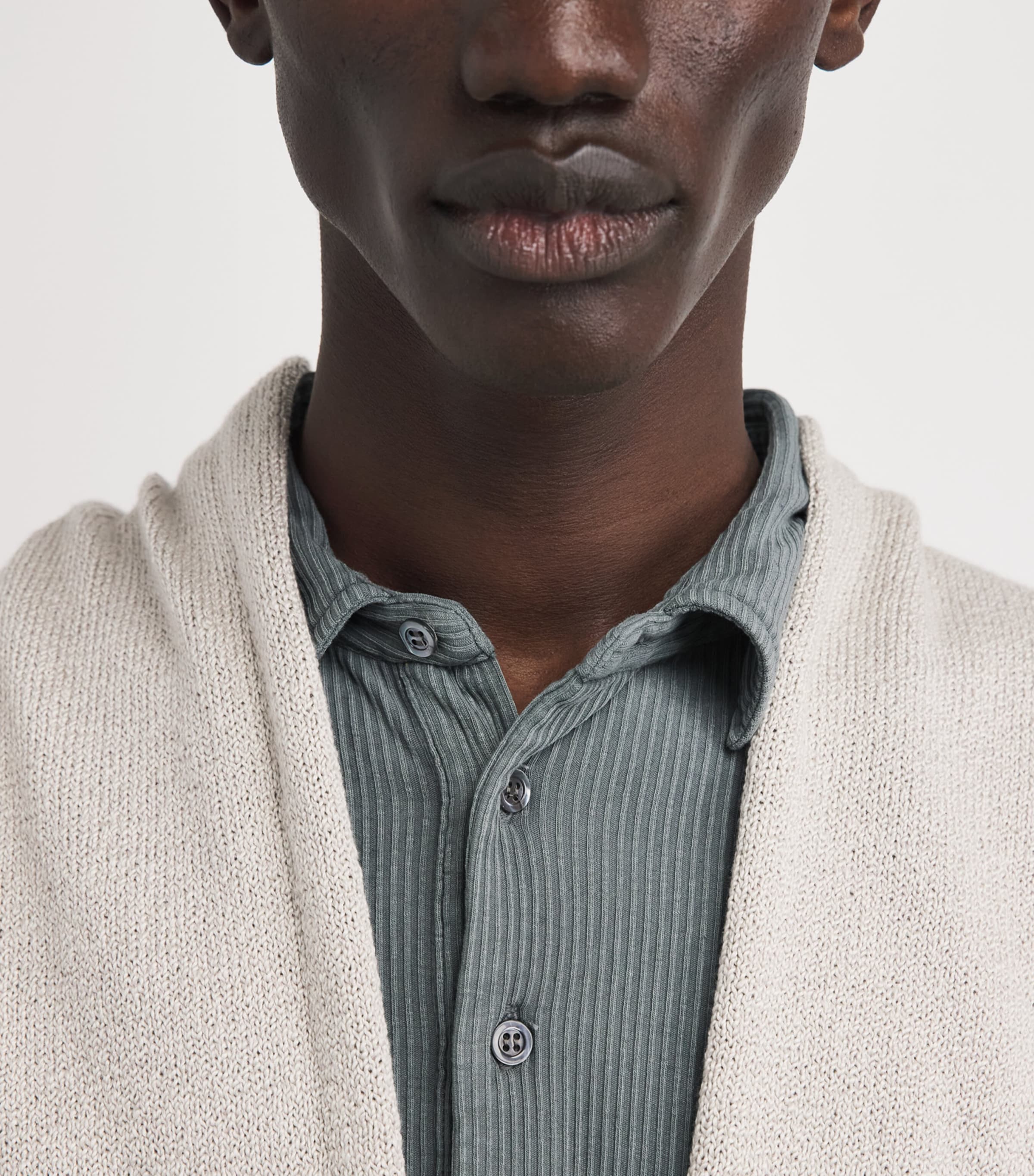 Barena Mens Cotton-Linen-Blend Polo Shirt Piombo Image 3