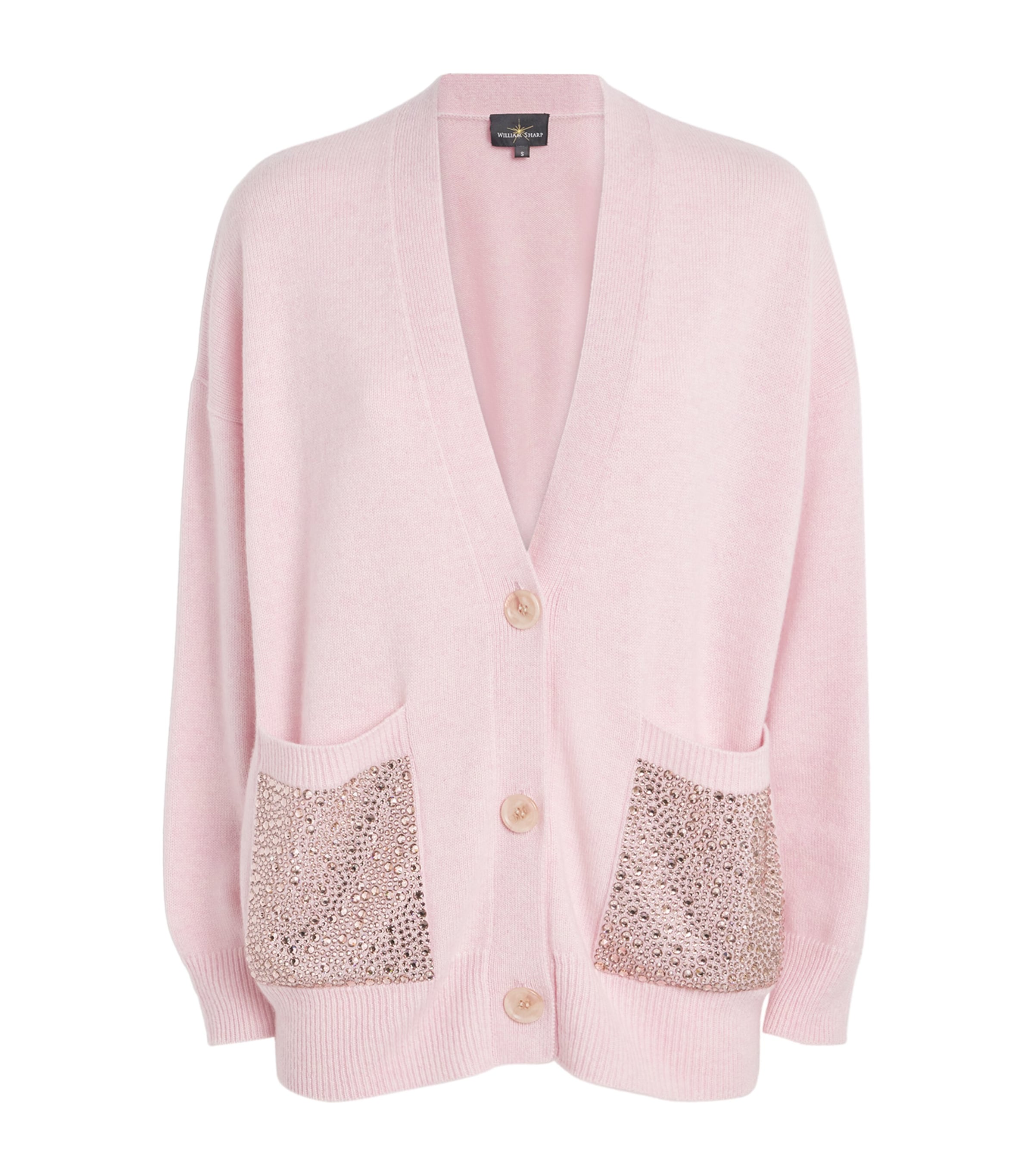 William Sharp Cashmere Crystal-embellished Cardigan In Pink