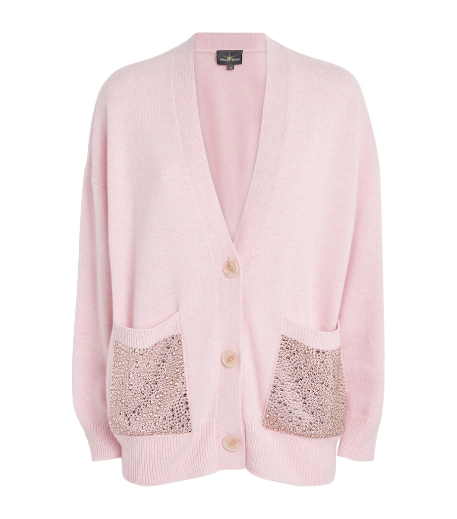 Cashmere Crystal-Embellished Cardigan PINK SORBET/VIN Image 1