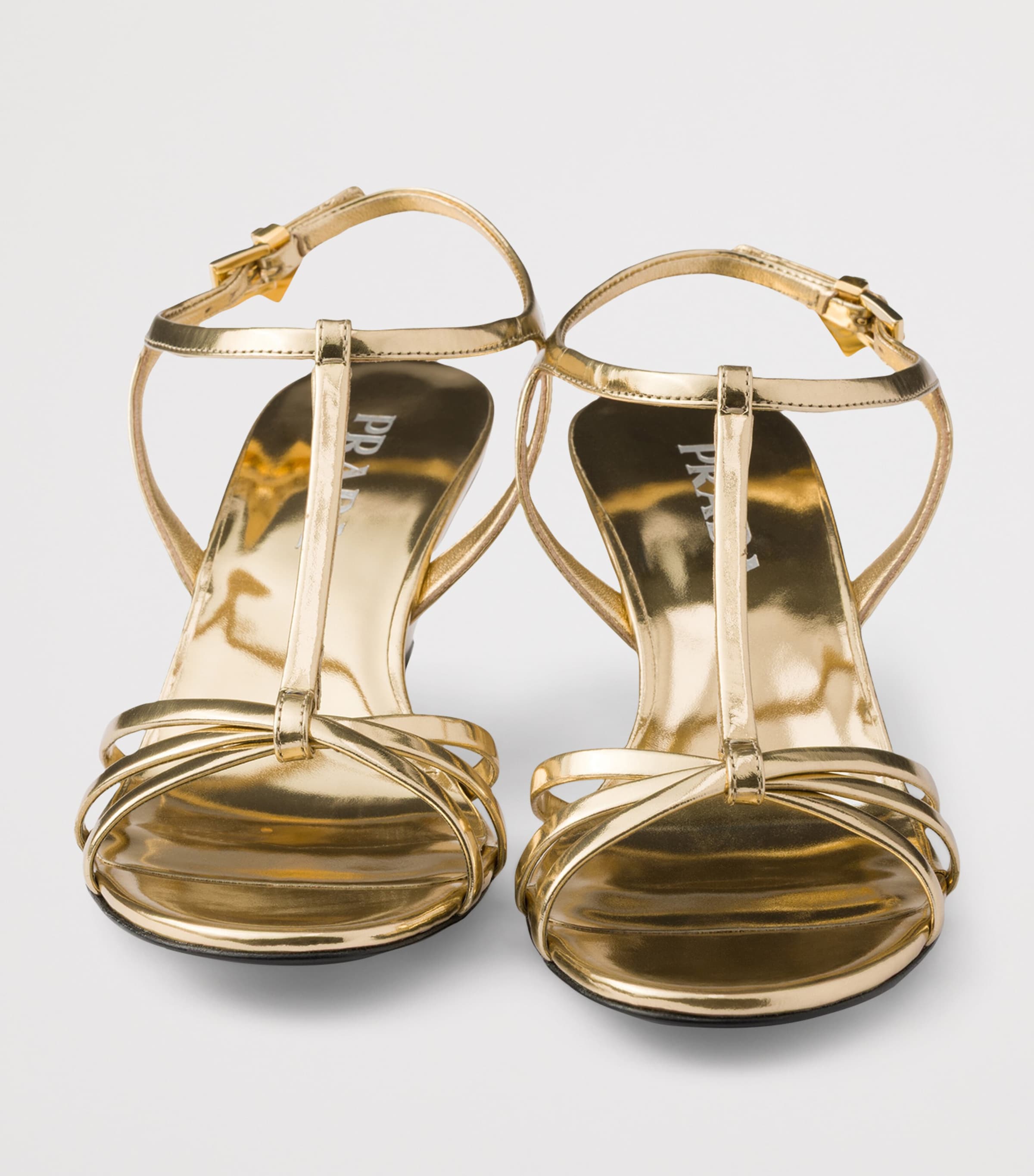 Prada Metallic Leather Wedge Sandals 55 Image 5