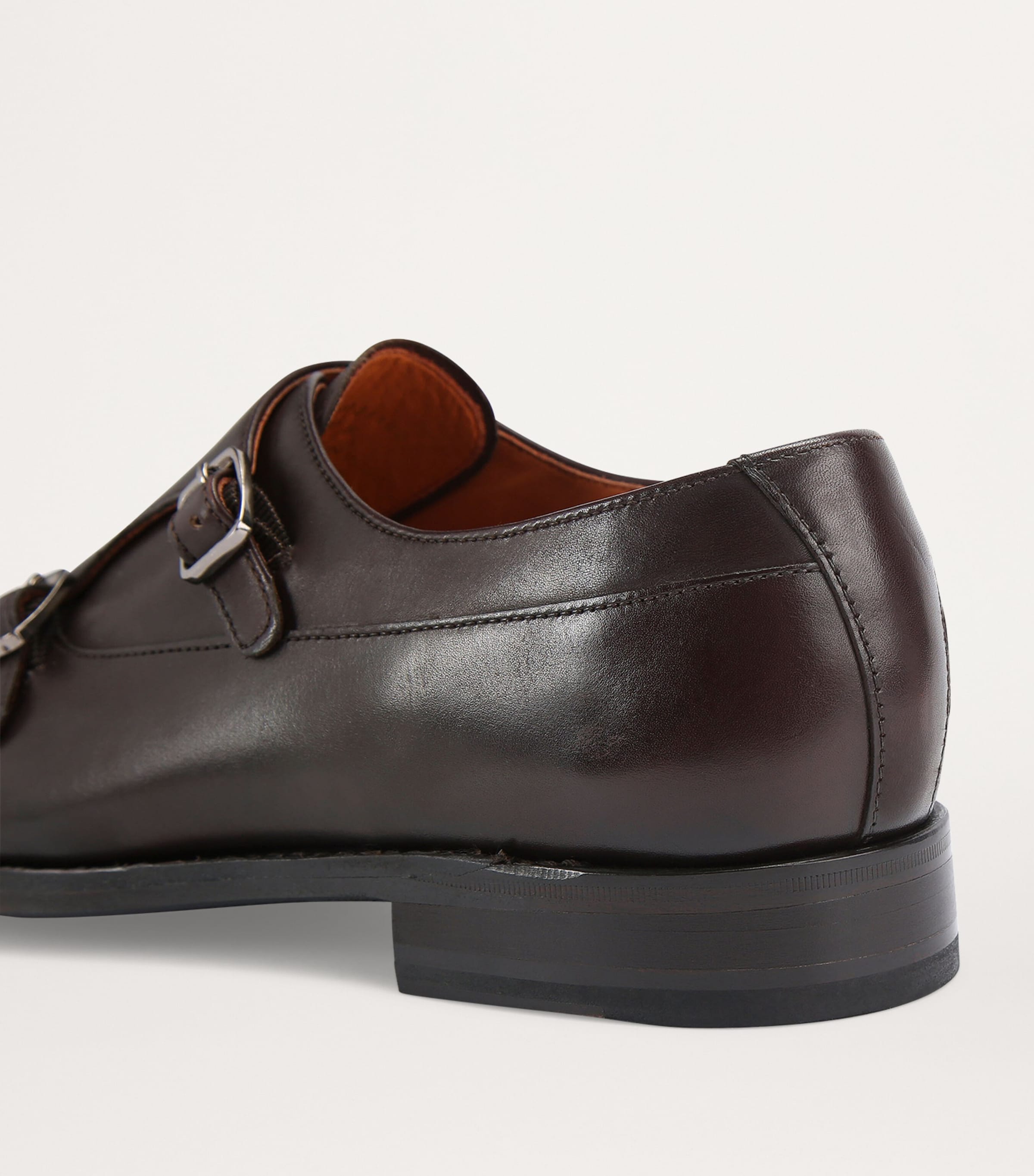 Leather Sloane Monk Shoes DARK BROWN Image 2
