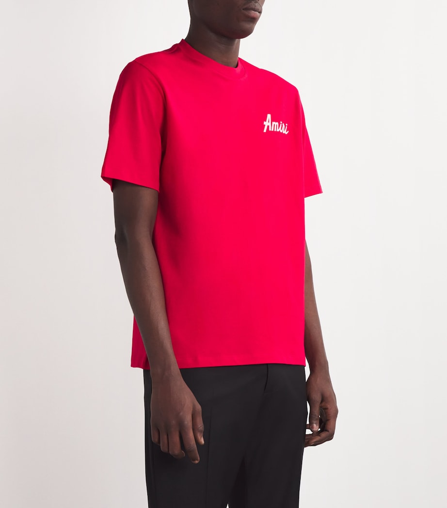 AMIRI Mens Cotton Logo T-Shirt Varsity Red Image 3