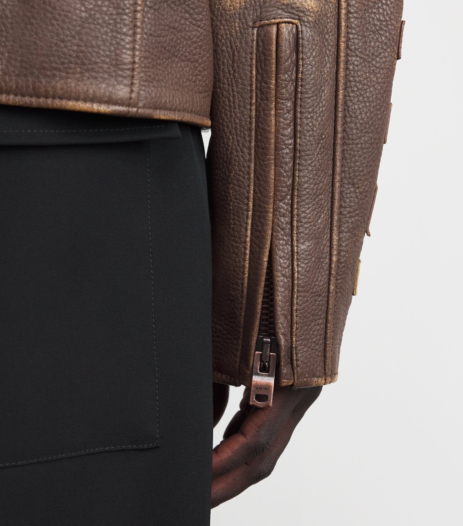 Leather Patch Racer Jacket WALNUT BROWN Image 6