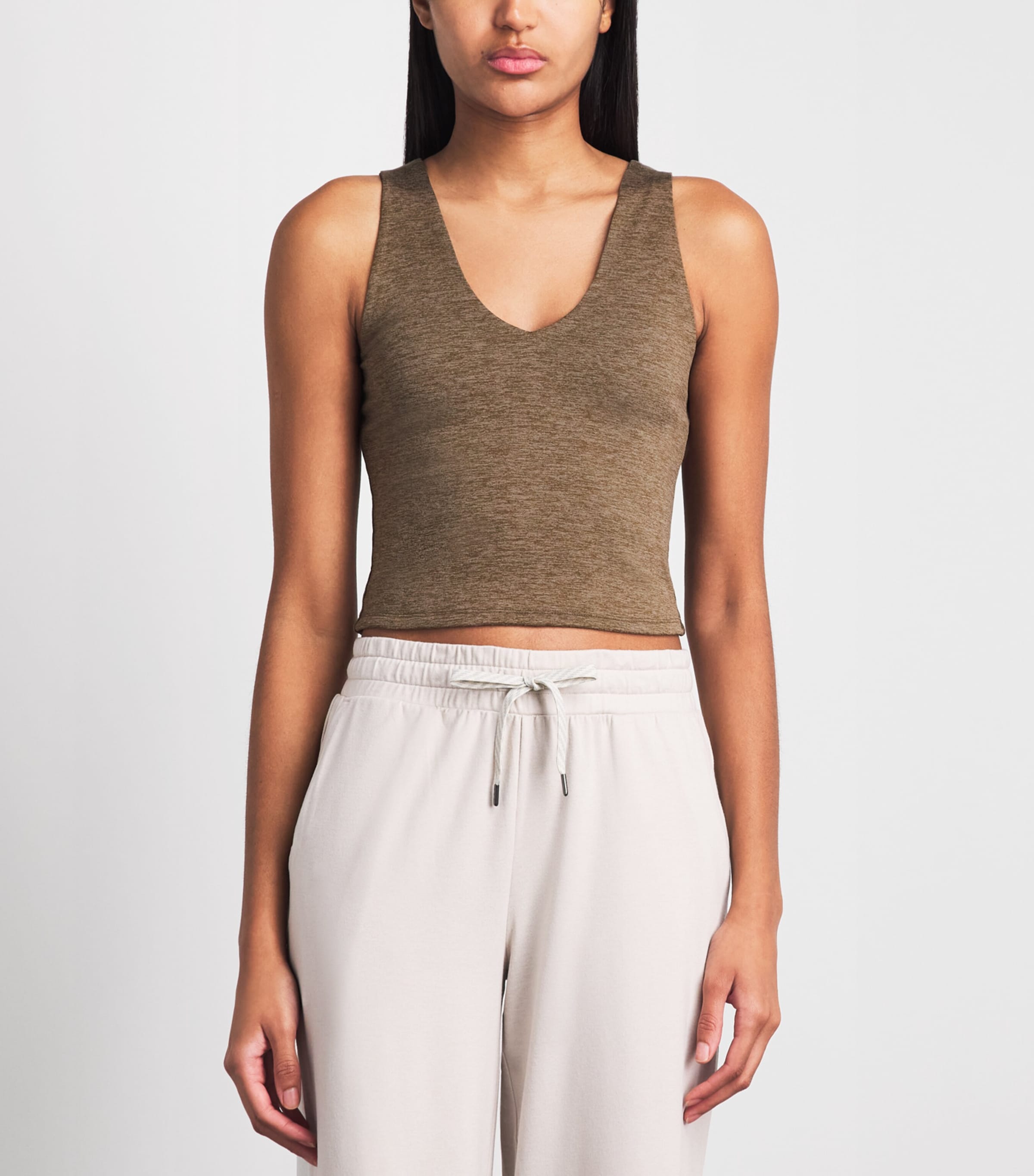 Varley Womens Cropped Ruby Tank Top Teak Olive Marl Image 4