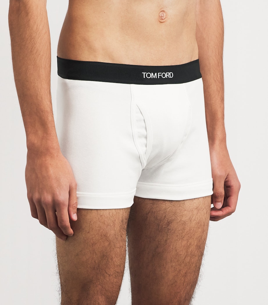TOM FORD Mens Stretch-Cotton Boxer Briefs (Pack of 2) White / Teal Image 2