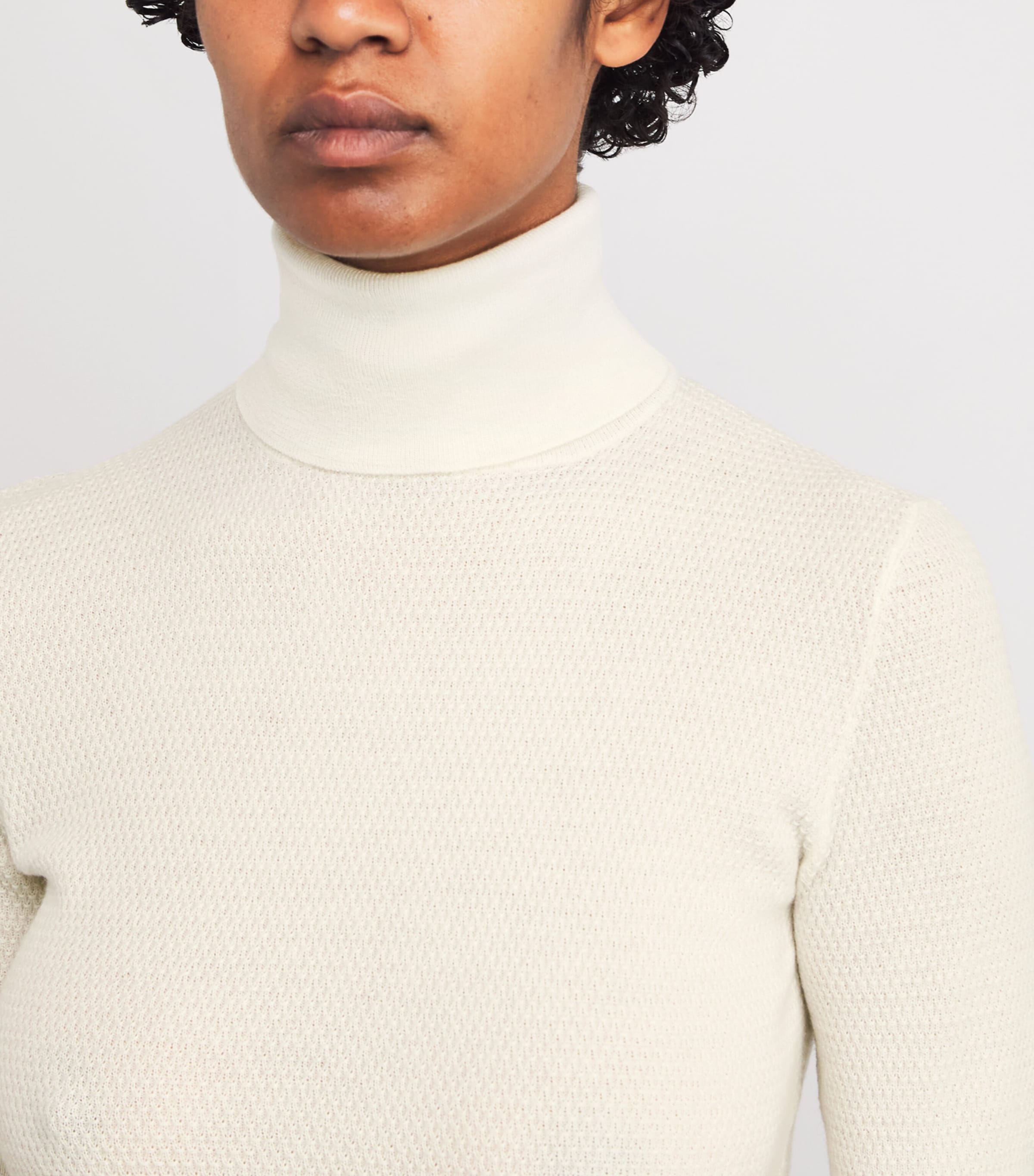 Cashmere Short-Sleeve Rollneck Sweater BIANCO Image 6