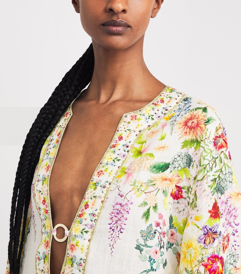 Camilla Womens Linen Floral Midi Kaftan Dress Callcata Image 3