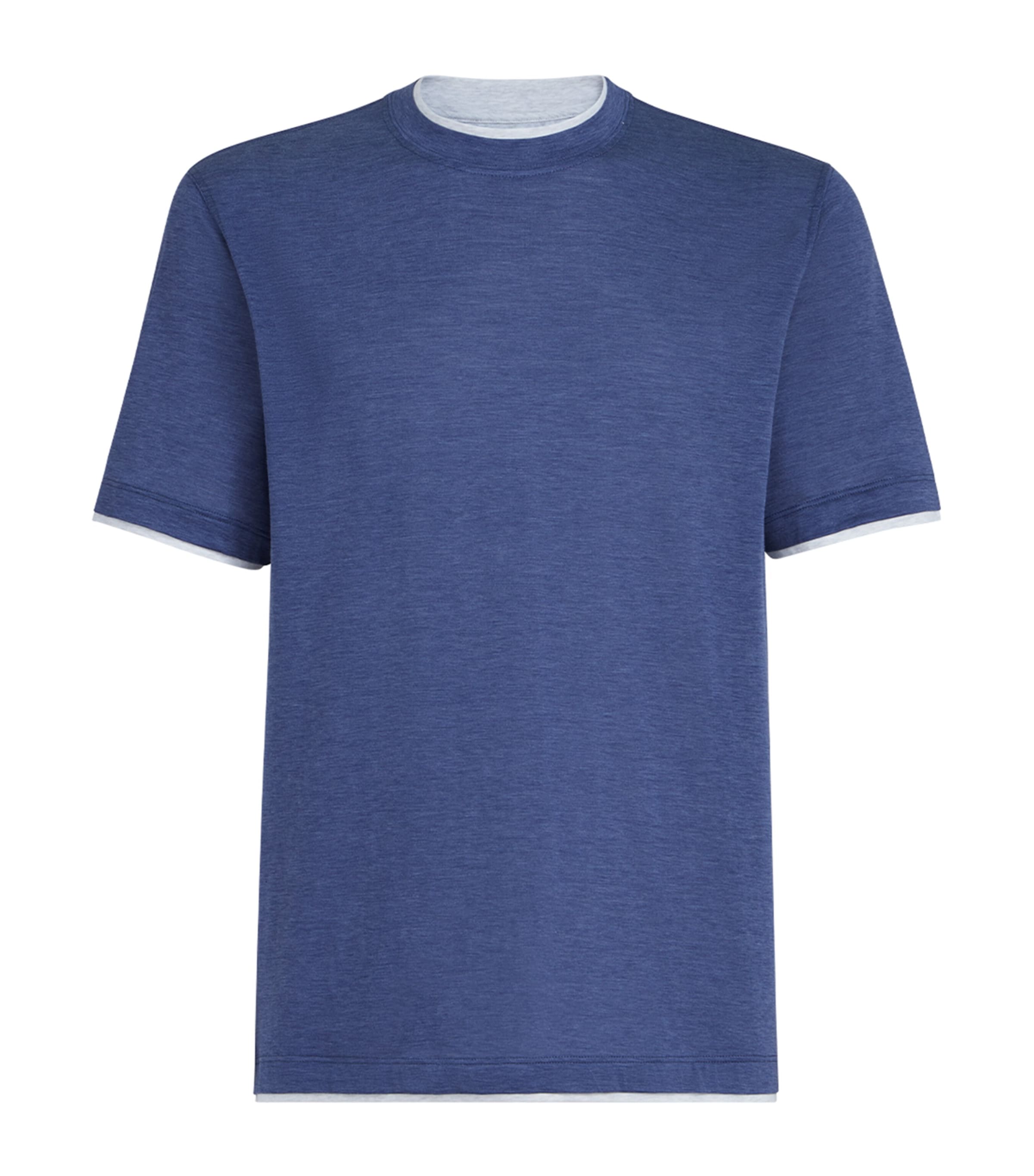 Brunello Cucinelli Mens Silk-Cotton Layered T-Shirt Image 1